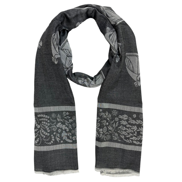 週末値下げ！ほぼ未使用！LANVIN COLLECTION ウール100% XL Lanvin Scarf Gray Design - Modal Wool Silk Shawl SALE - Como Milano