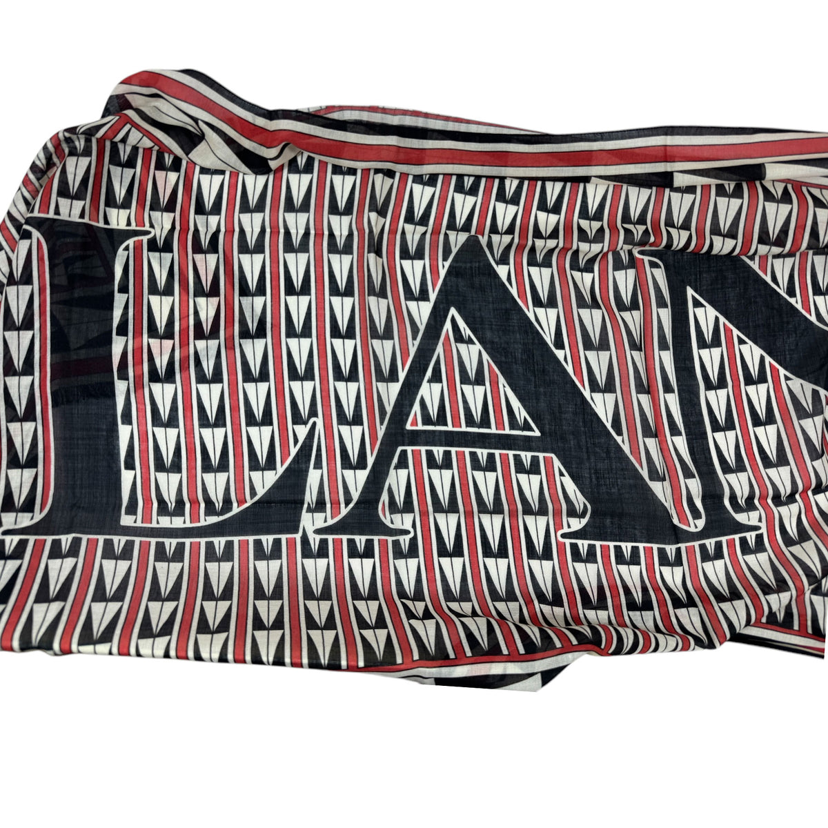Lanvin Scarf White Dark Red Black Geometric Design - Wool Shawl