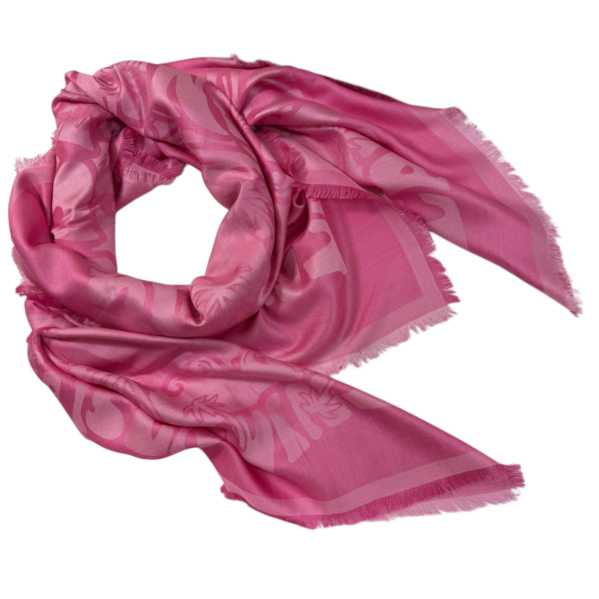 Lanvin Scarf Pink Island Logo Design - Extra Large Square Wool Silk Wrap SALE