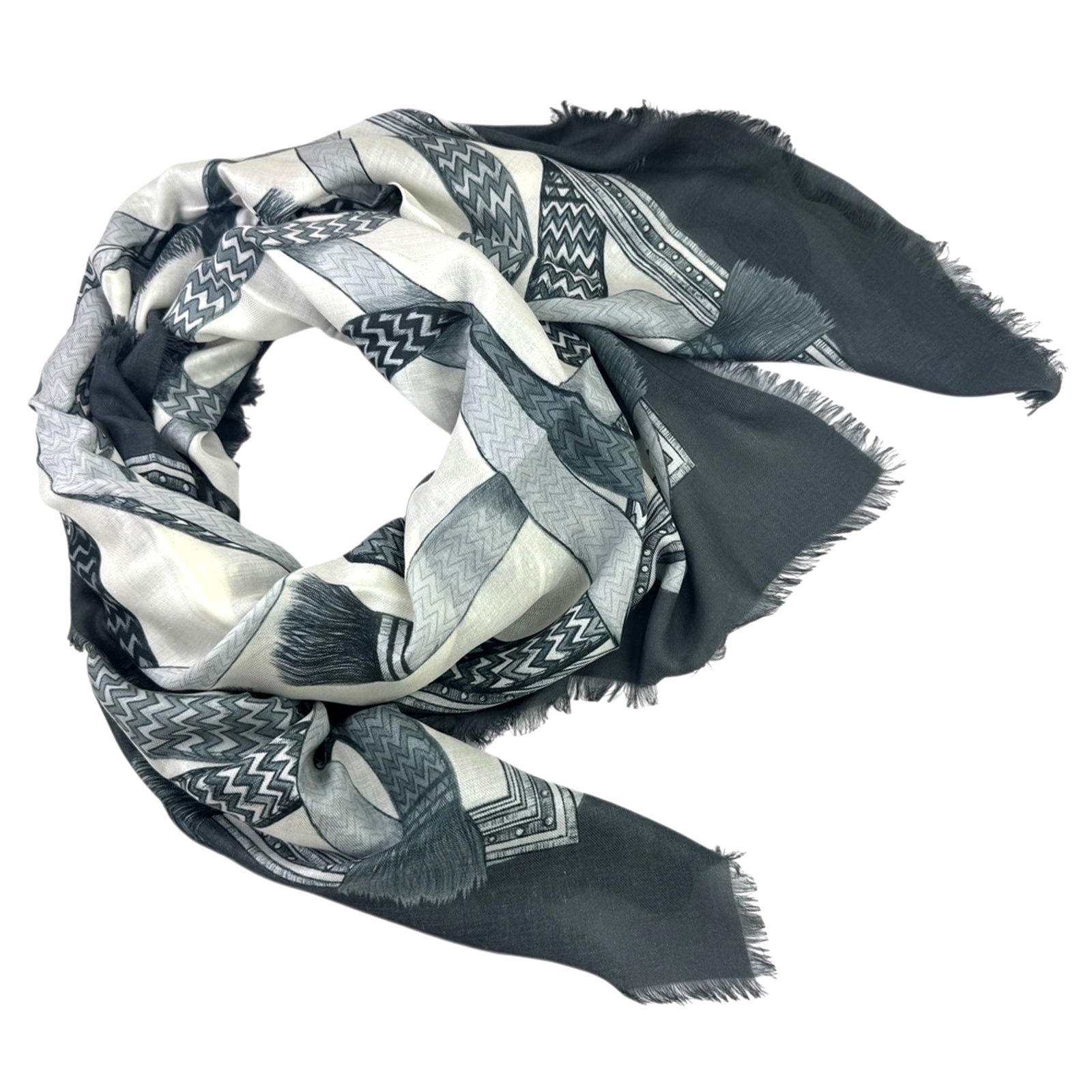 Lanvin Scarf Black Gray Design - Extra Large Modal Cashmere Wrap SALE