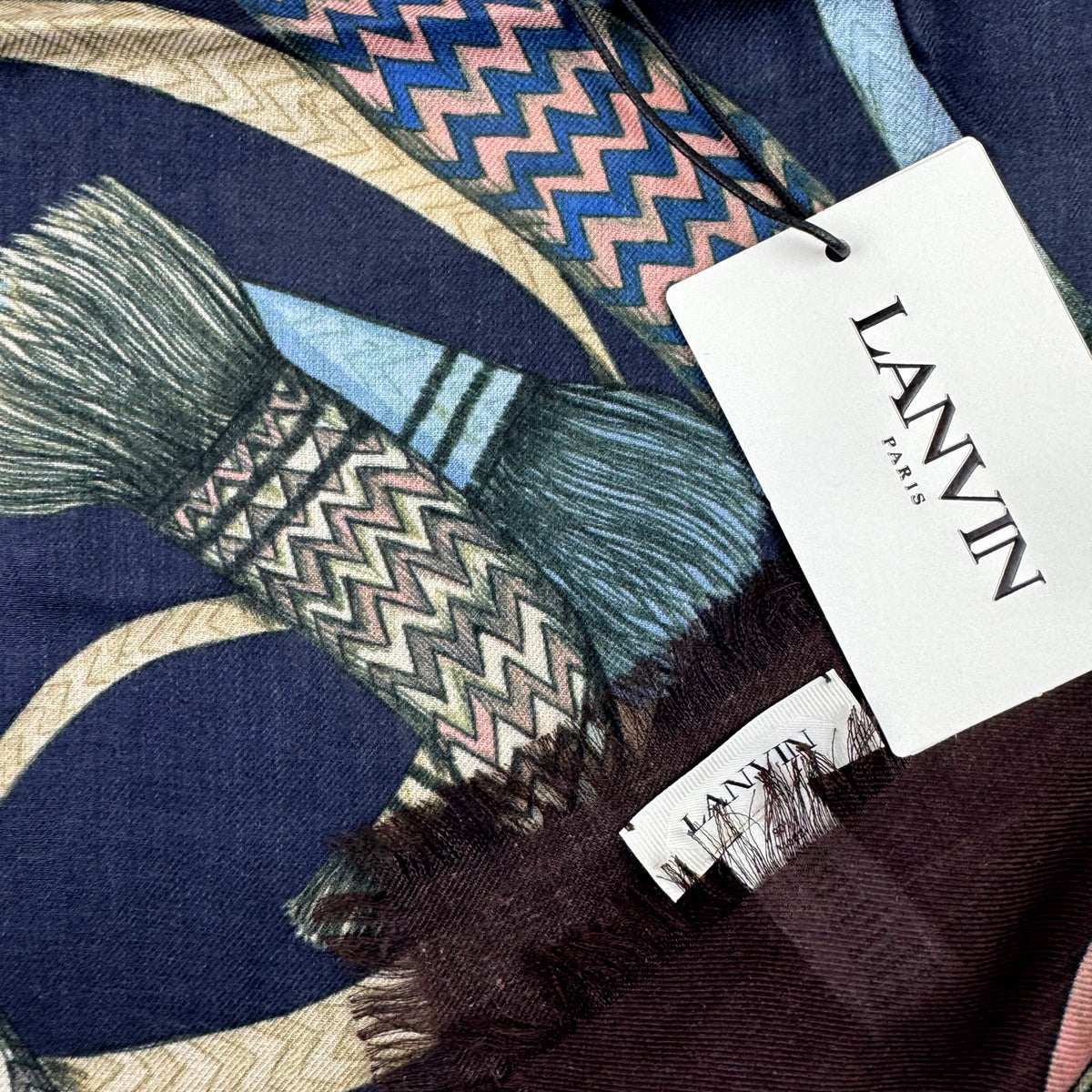 Lanvin Scarf Brown Pink Design - Extra Large Modal Cashmere Wrap SALE