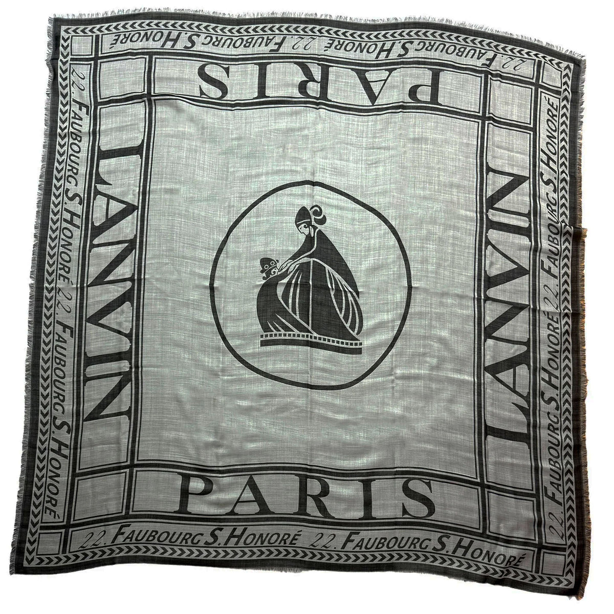 Lanvin Scarf Dark Gray 22 Rue du Faubourg Saint-Honoré - Extra Large Square Wrap FINAL SALE