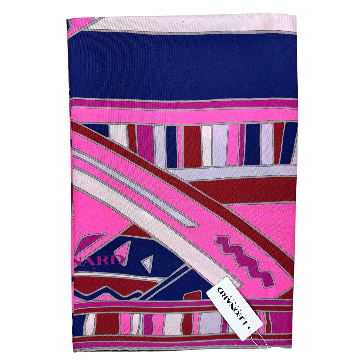 Leonard Paris Scarf Pink Design - Large 55 Inch Square Twill Silk Scarf