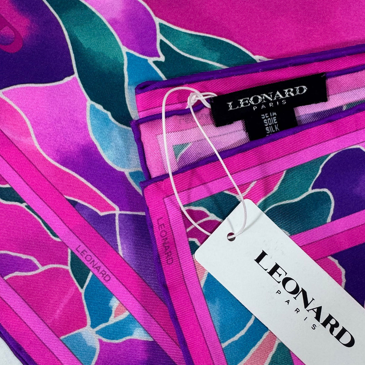 Leonard Paris Scarf Pink Turquoise Purple Floral

