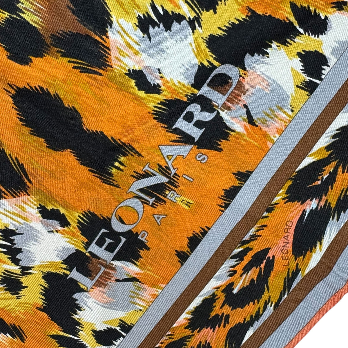 Leonard Paris Scarf Leopard Design - Twill Silk Large Square Foulard