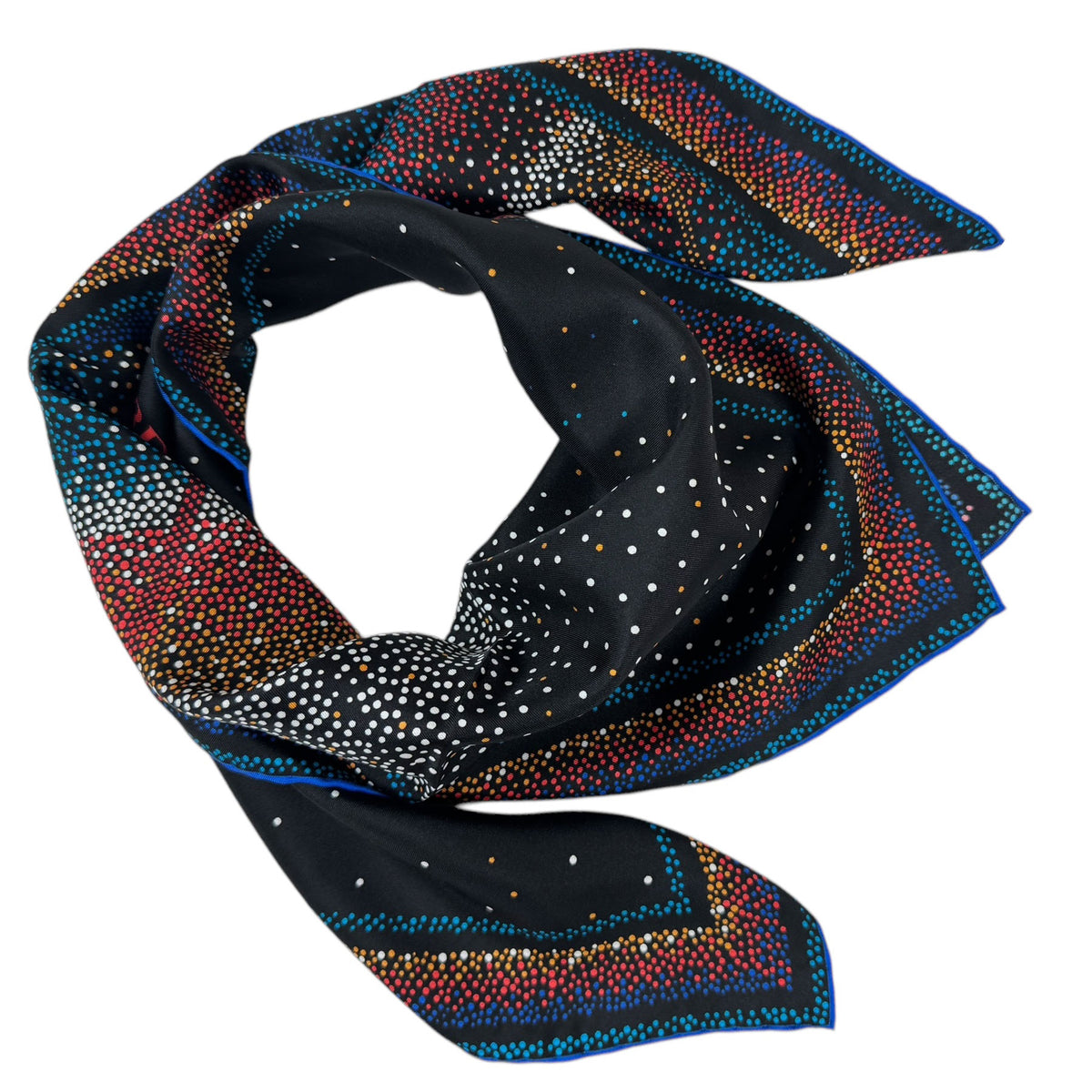 Leonard Paris Scarf Black Dotted Design - Twill Silk Large Square Foulard