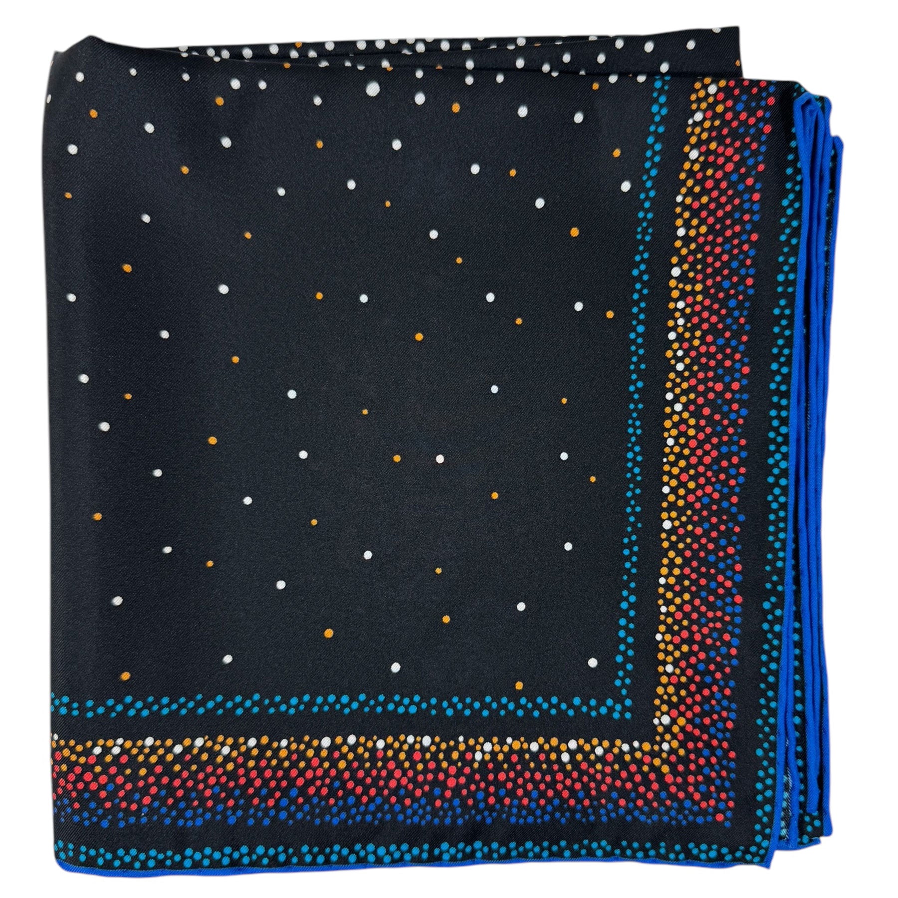 Leonard Paris Scarf Black Dotted Design - Twill Silk Large Square Foulard