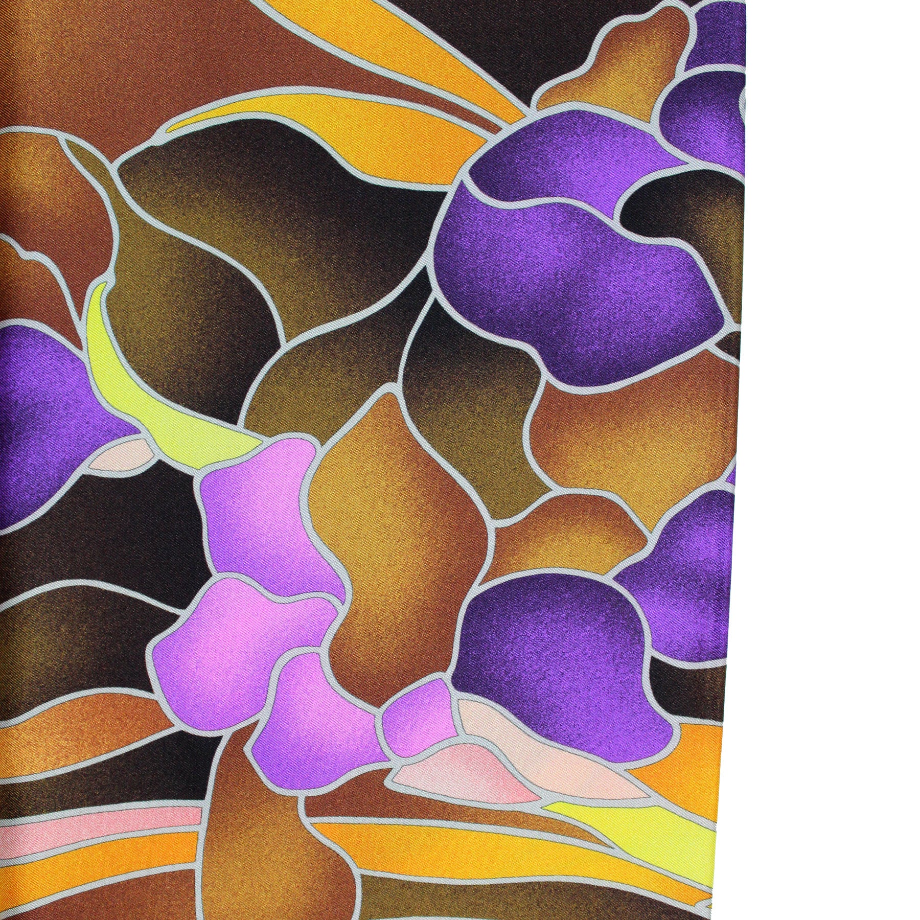 Leonard Paris Scarf Purple Brown Orange Floral - Twill Silk Large Square Foulard