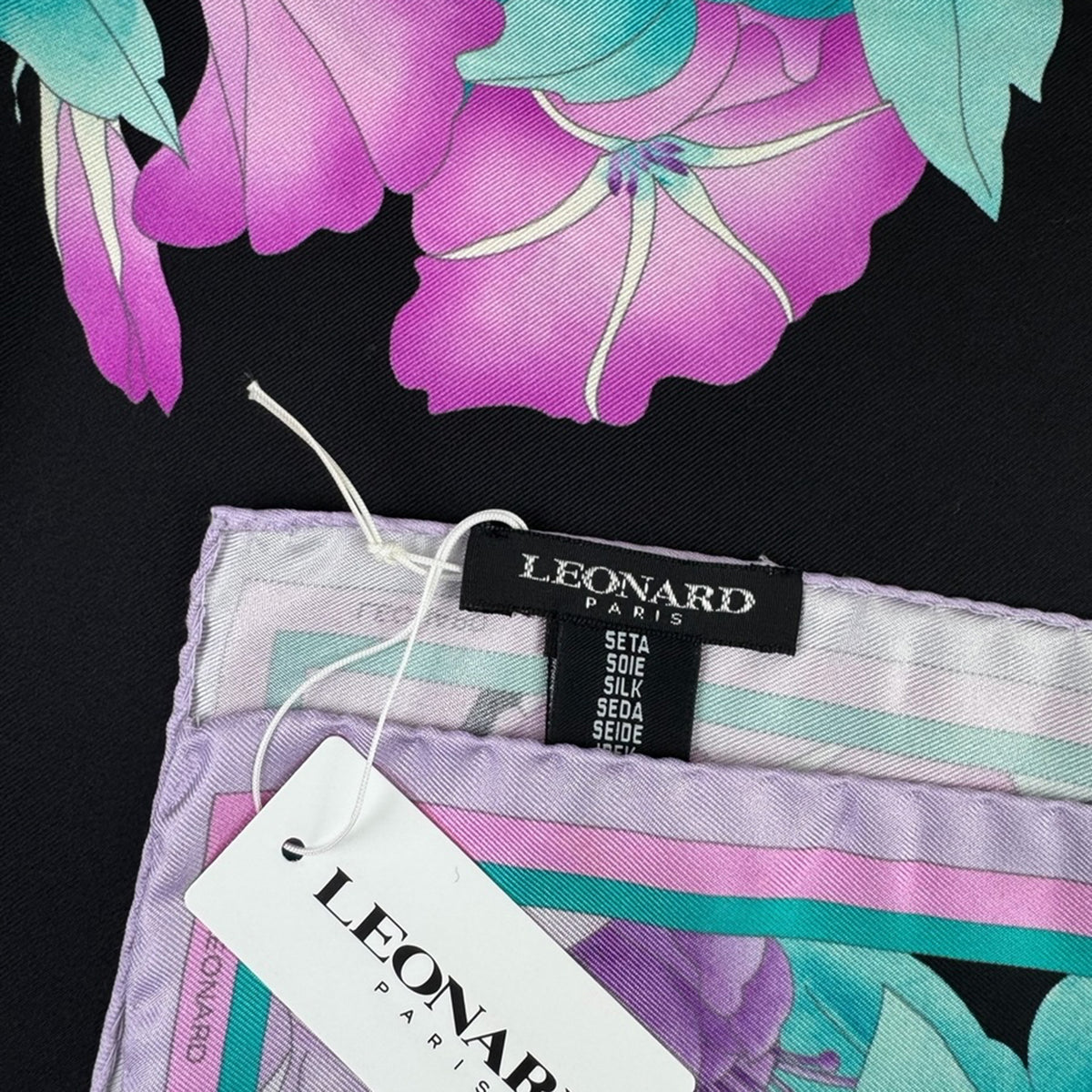 Leonard Paris Scarf Black Turquoise Purple New