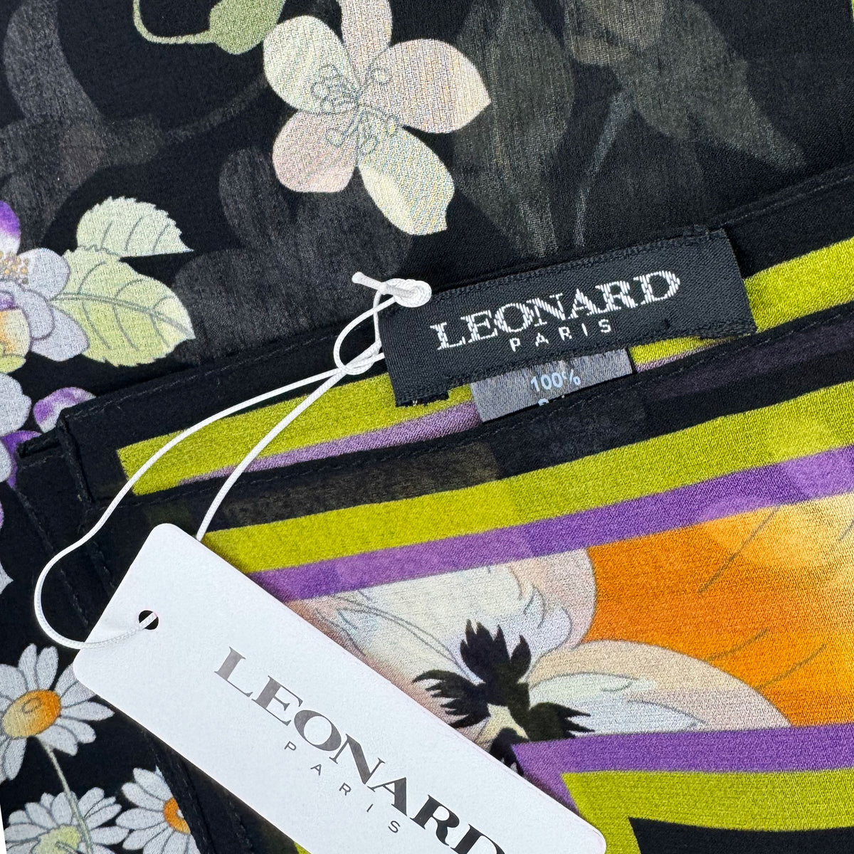 Leonard Paris Kaftan Black Floral - Chiffon Silk Luxury Resort Wear