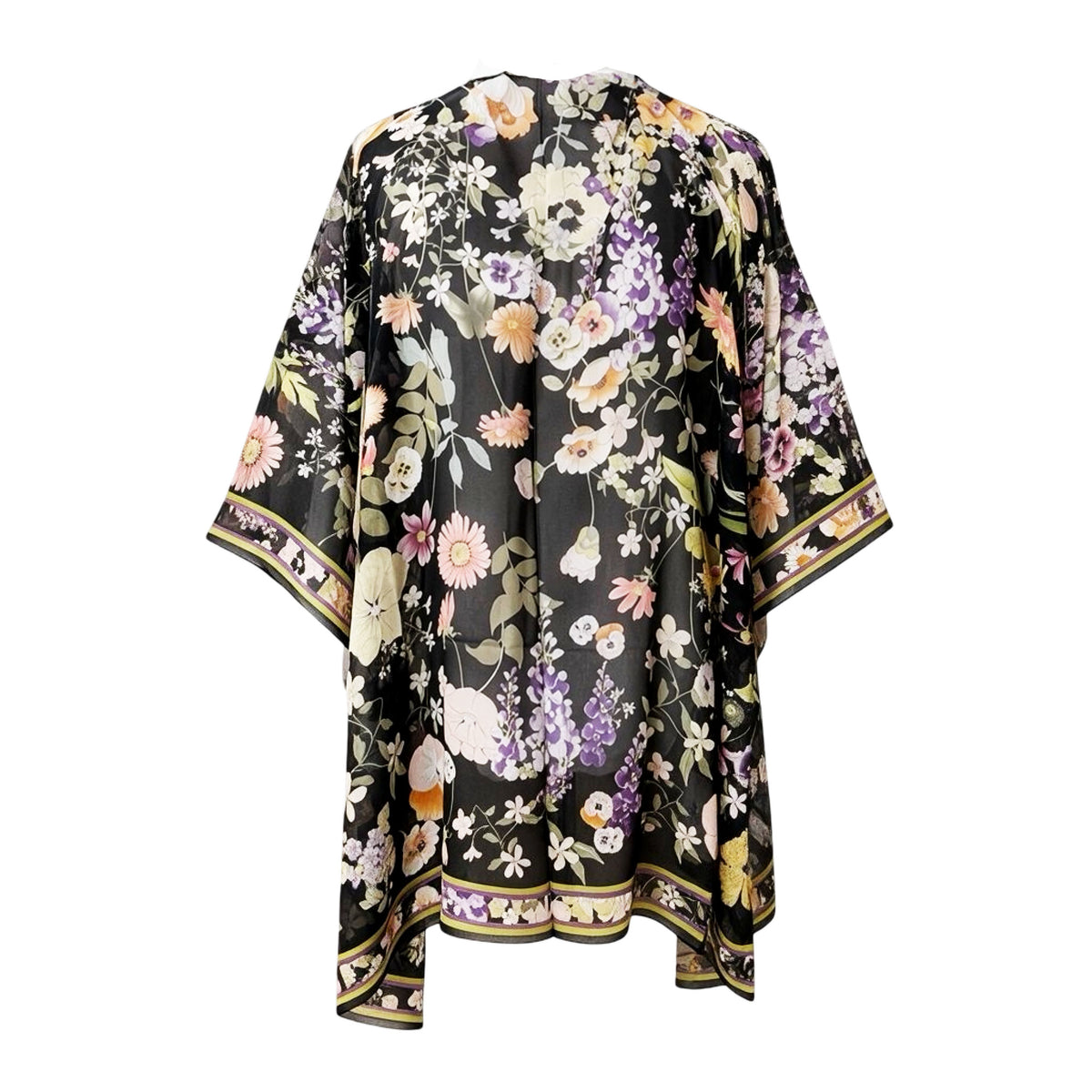 Leonard Paris Kaftan Black Floral - Chiffon Silk Luxury Resort Wear