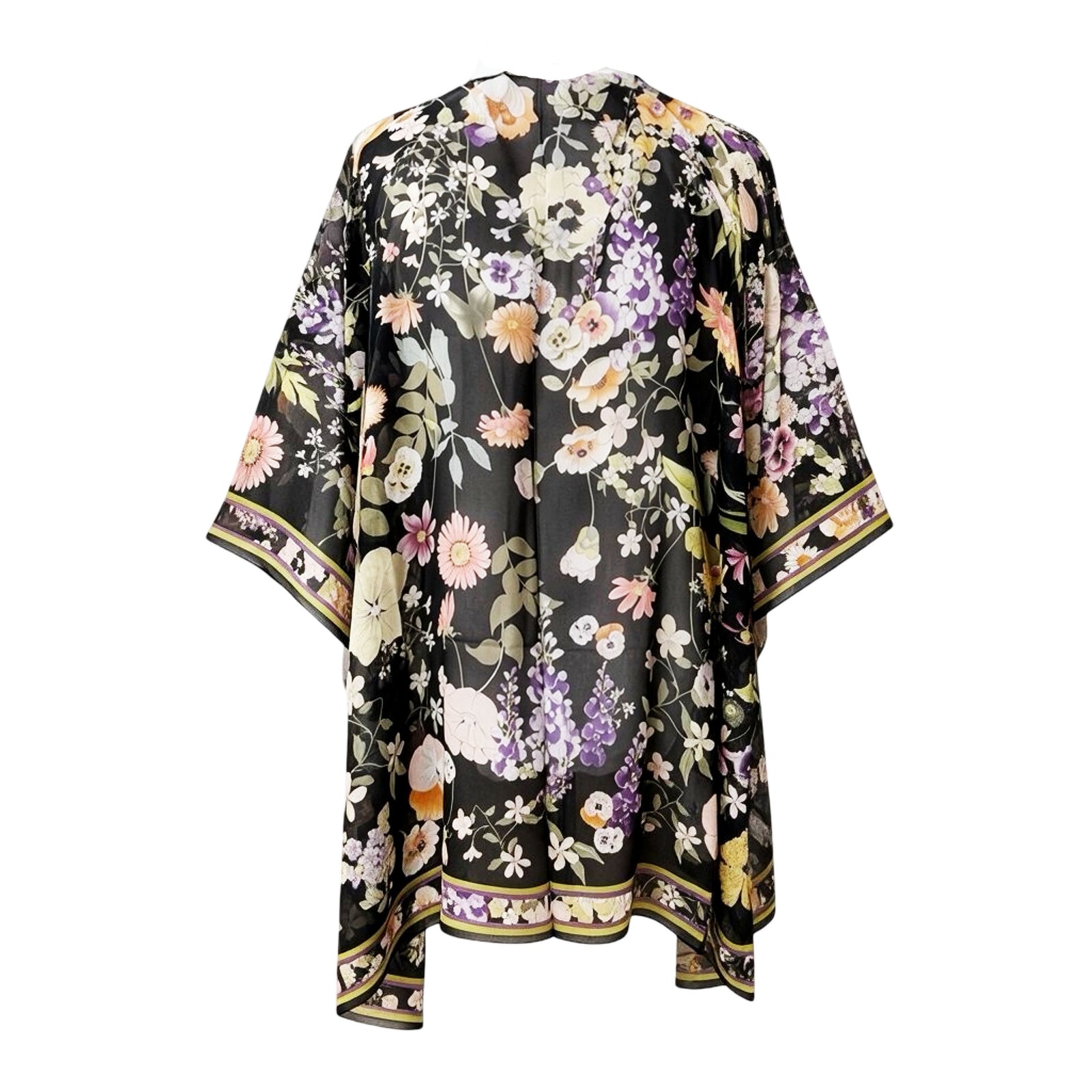Leonard Paris Kaftan Black Floral - Chiffon Silk Luxury Resort Wear