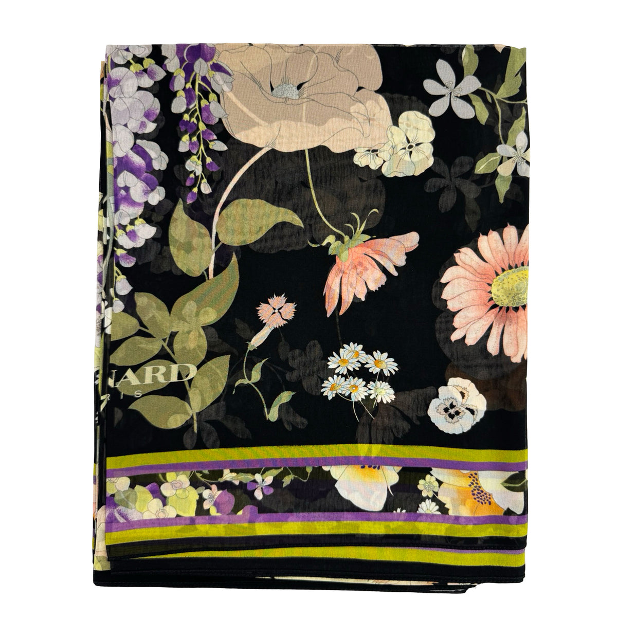 Leonard Paris Kaftan Black Floral - Chiffon Silk Luxury Resort Wear