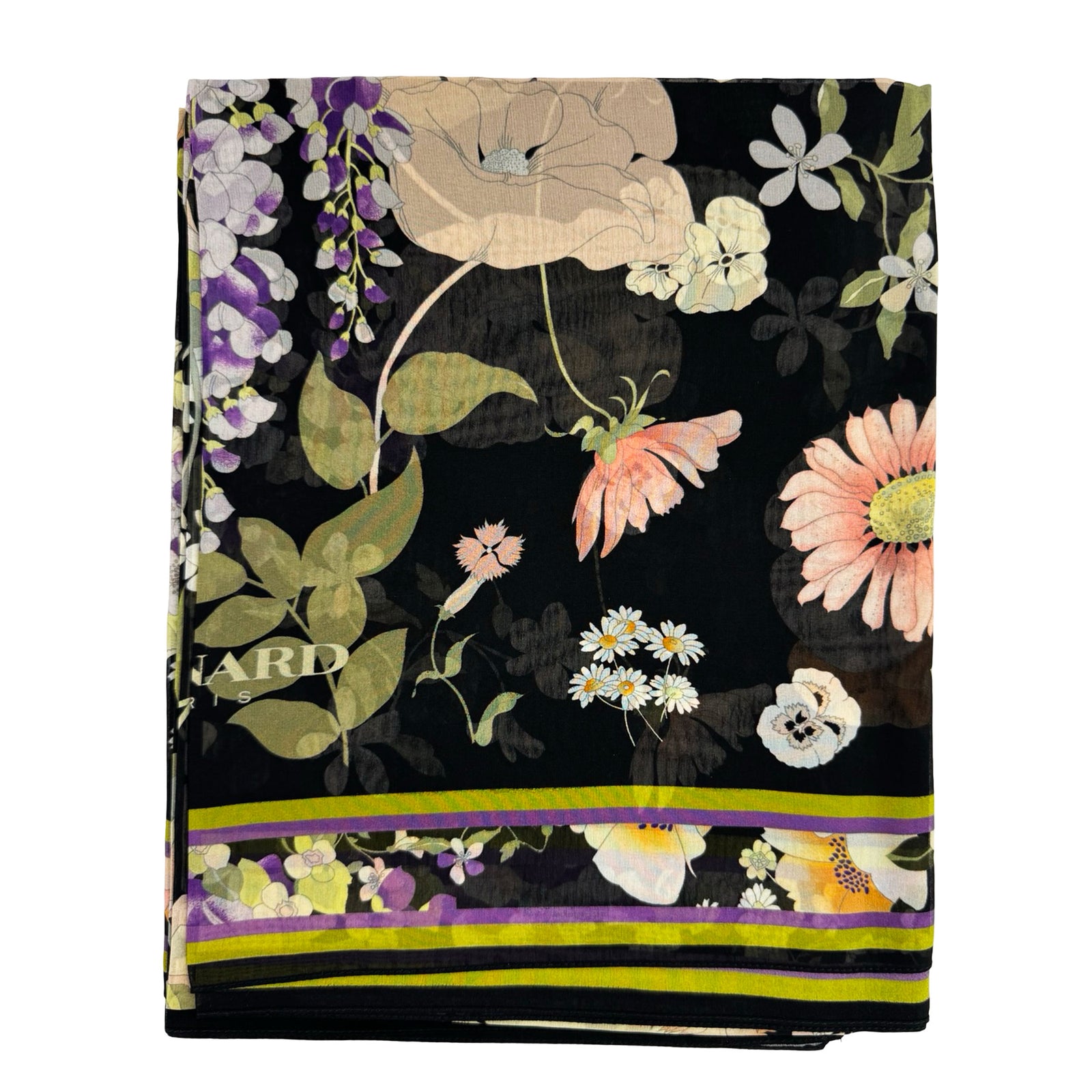 Leonard Paris Kaftan Black Floral - Chiffon Silk Luxury Resort Wear