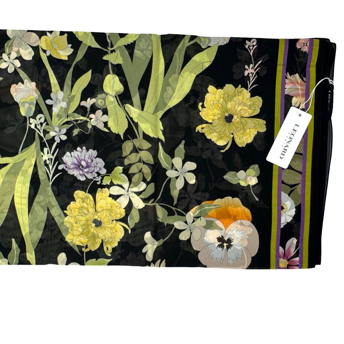Leonard Paris Kaftan Black Floral - Chiffon Silk Luxury Resort Wear