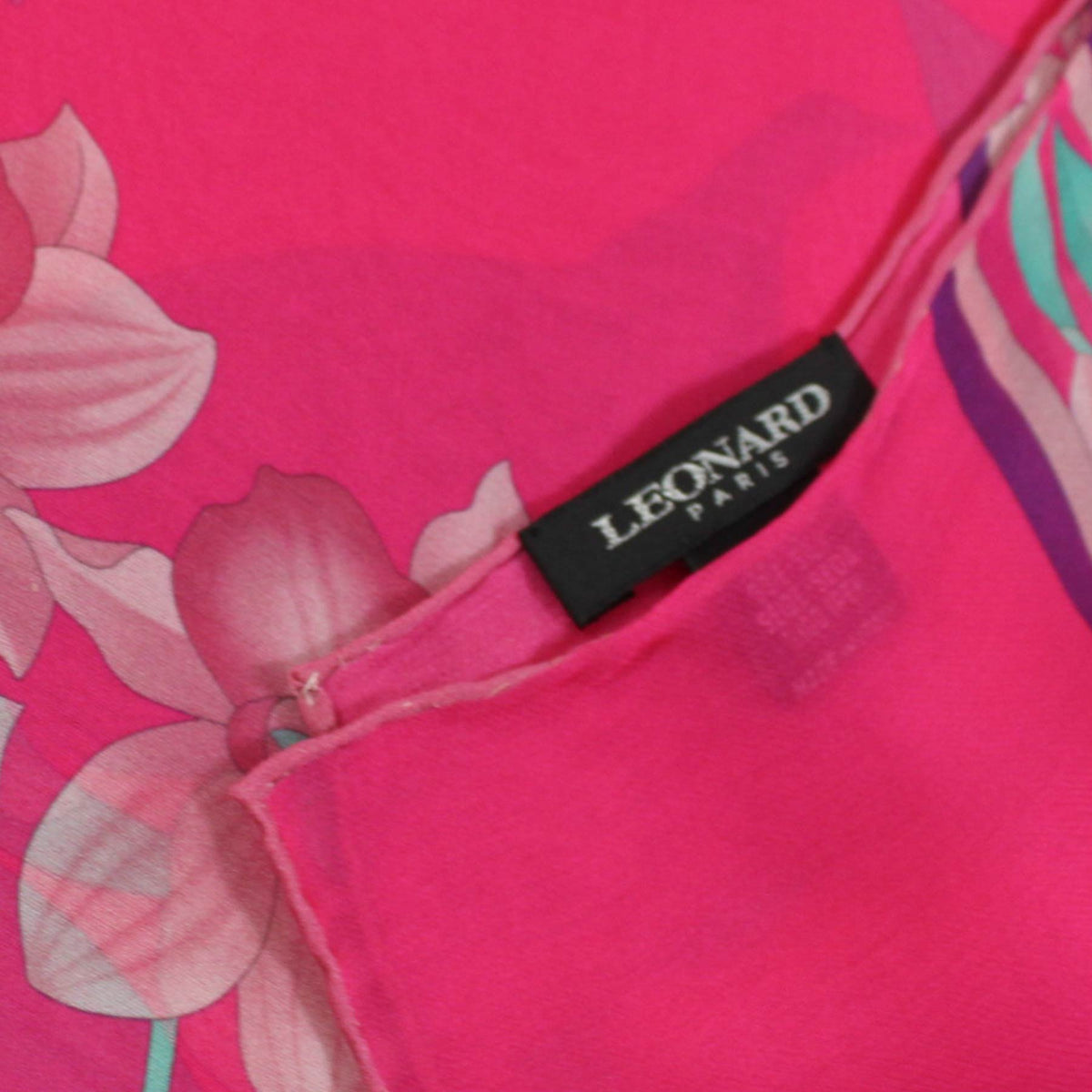 Leonard Paris Scarf Pink Aqua Floral