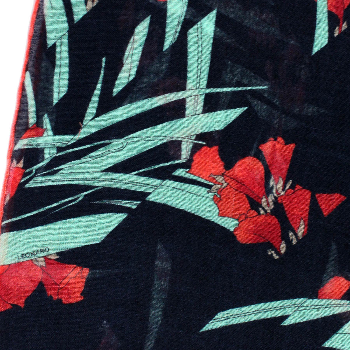 Leonard Scarf Black Green Orange Floral - Cashmere Silk Shawl FINAL SALE