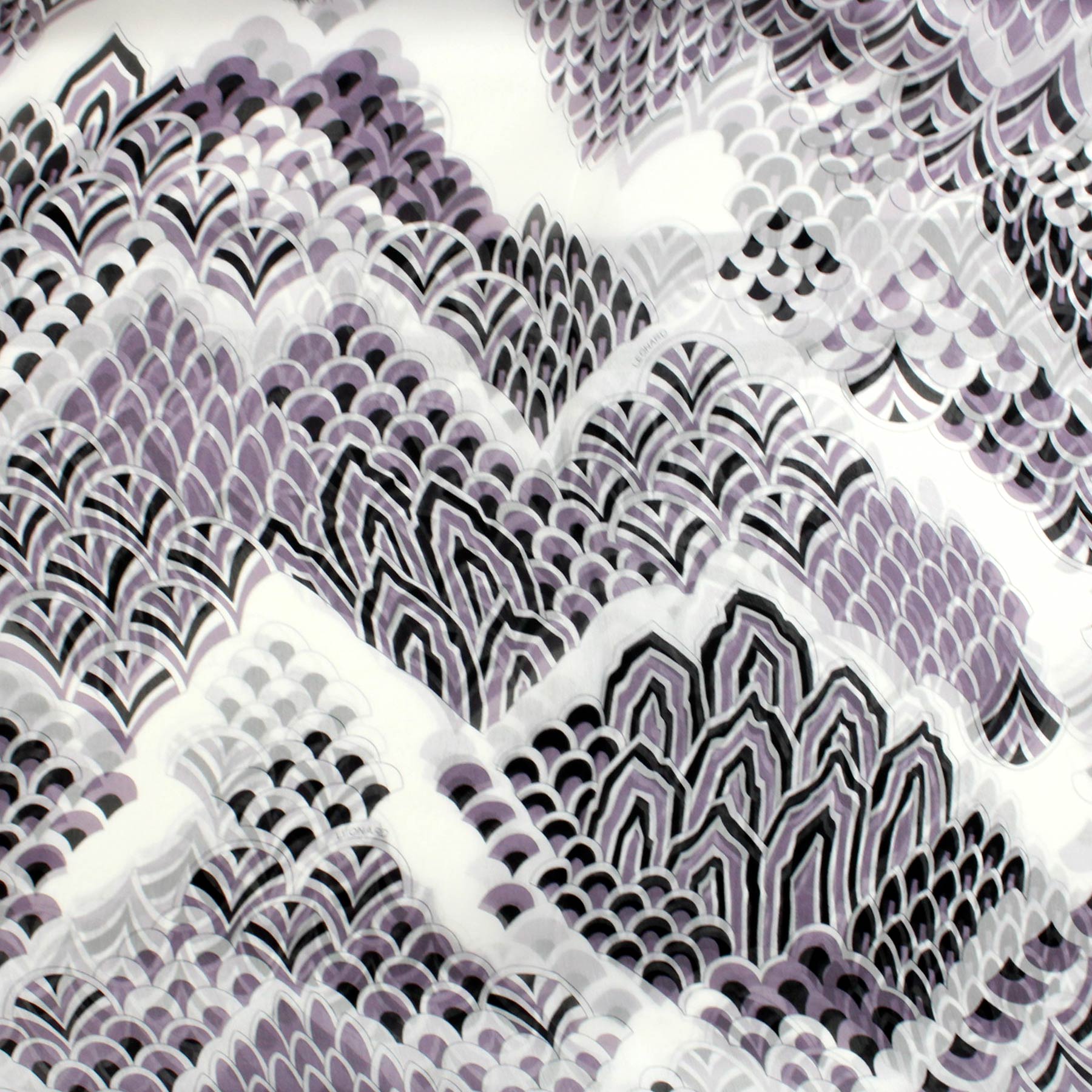 Leonard Paris Scarf Black White Design - Chiffon Silk Shawl - FINAL SALE