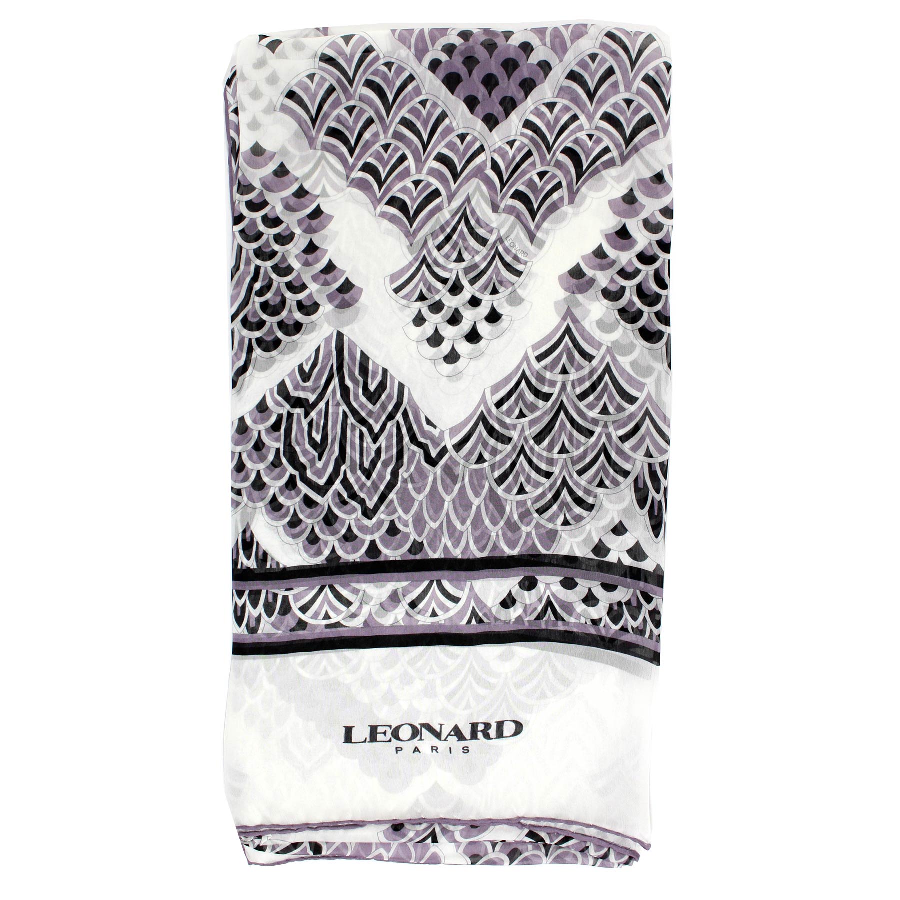 Leonard Paris Scarf Black White Design - Chiffon Silk Shawl SALE