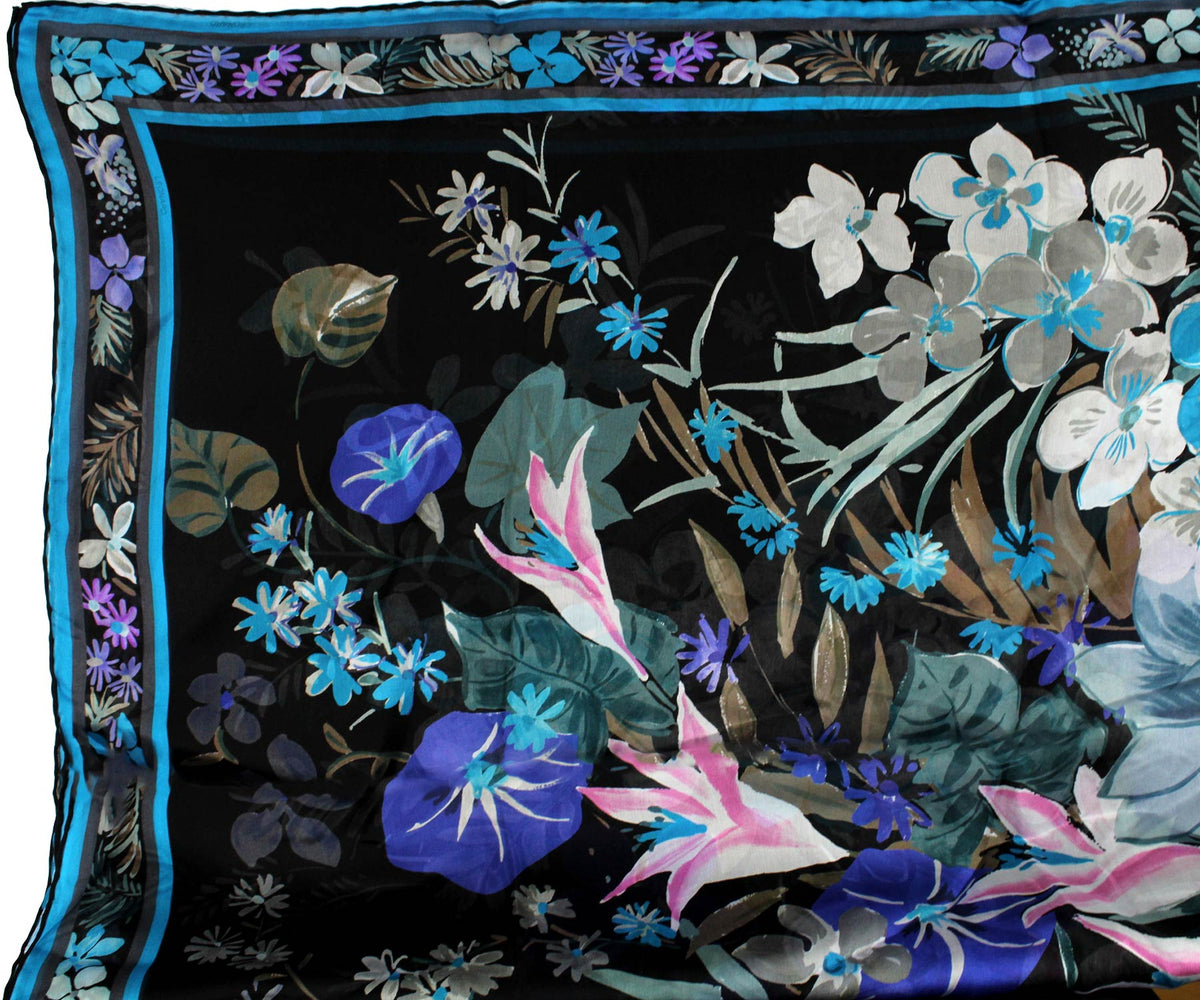 Leonard Paris Scarf Black Aqua 