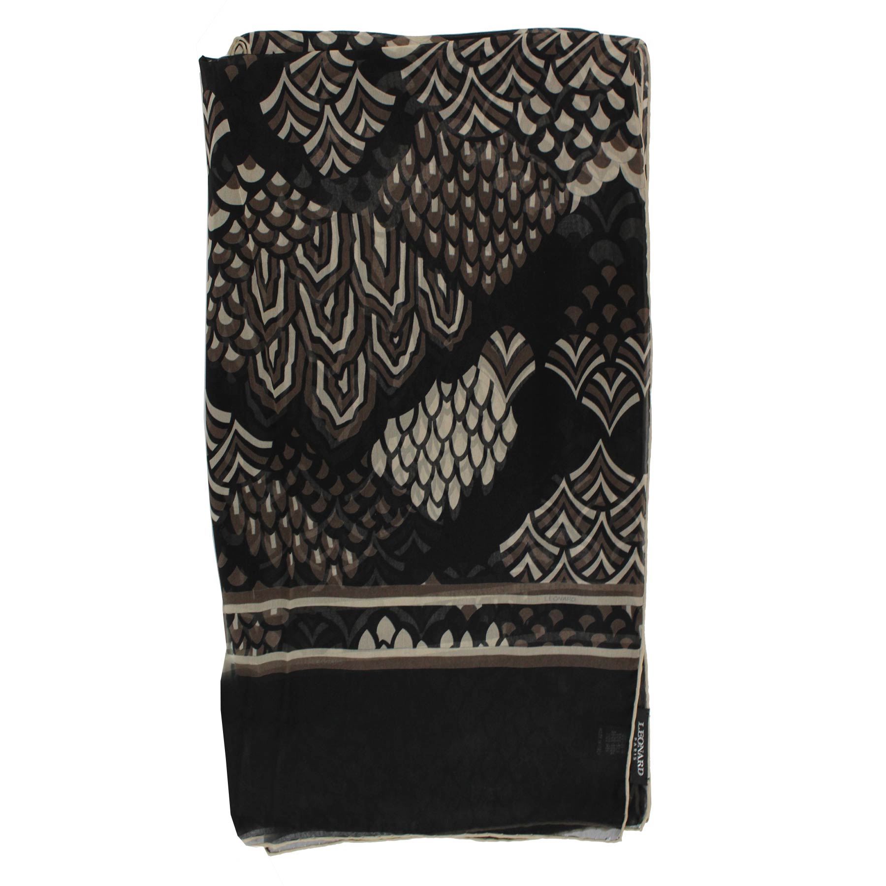 Leonard Paris Chiffon Silk Scarf Black Bronze