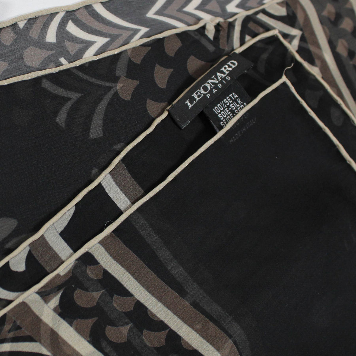  Chiffon Silk Scarf Black Bronze Gray