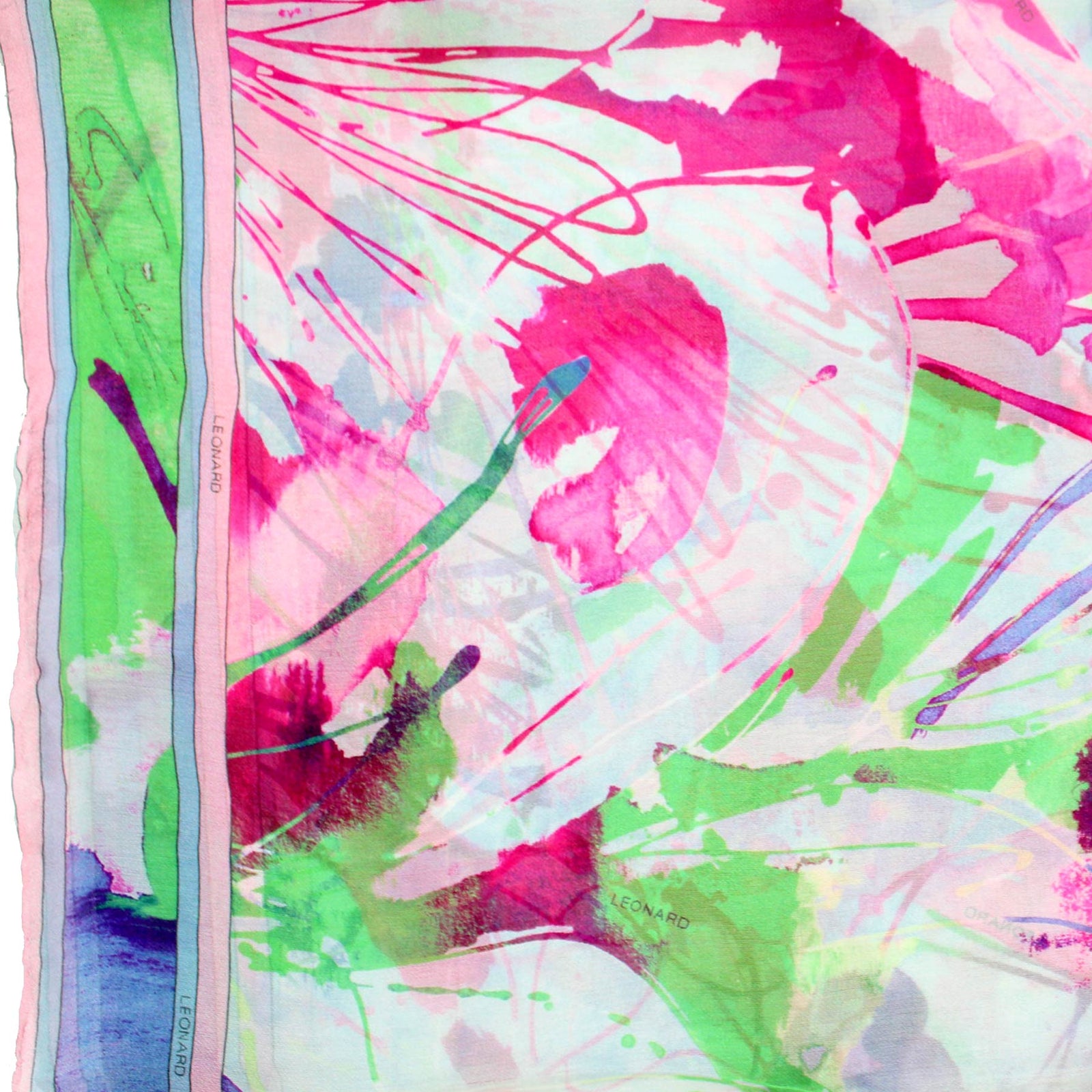 Leonard Paris Scarf Pink Watercolors - Large Square Chiffon Silk Wrap