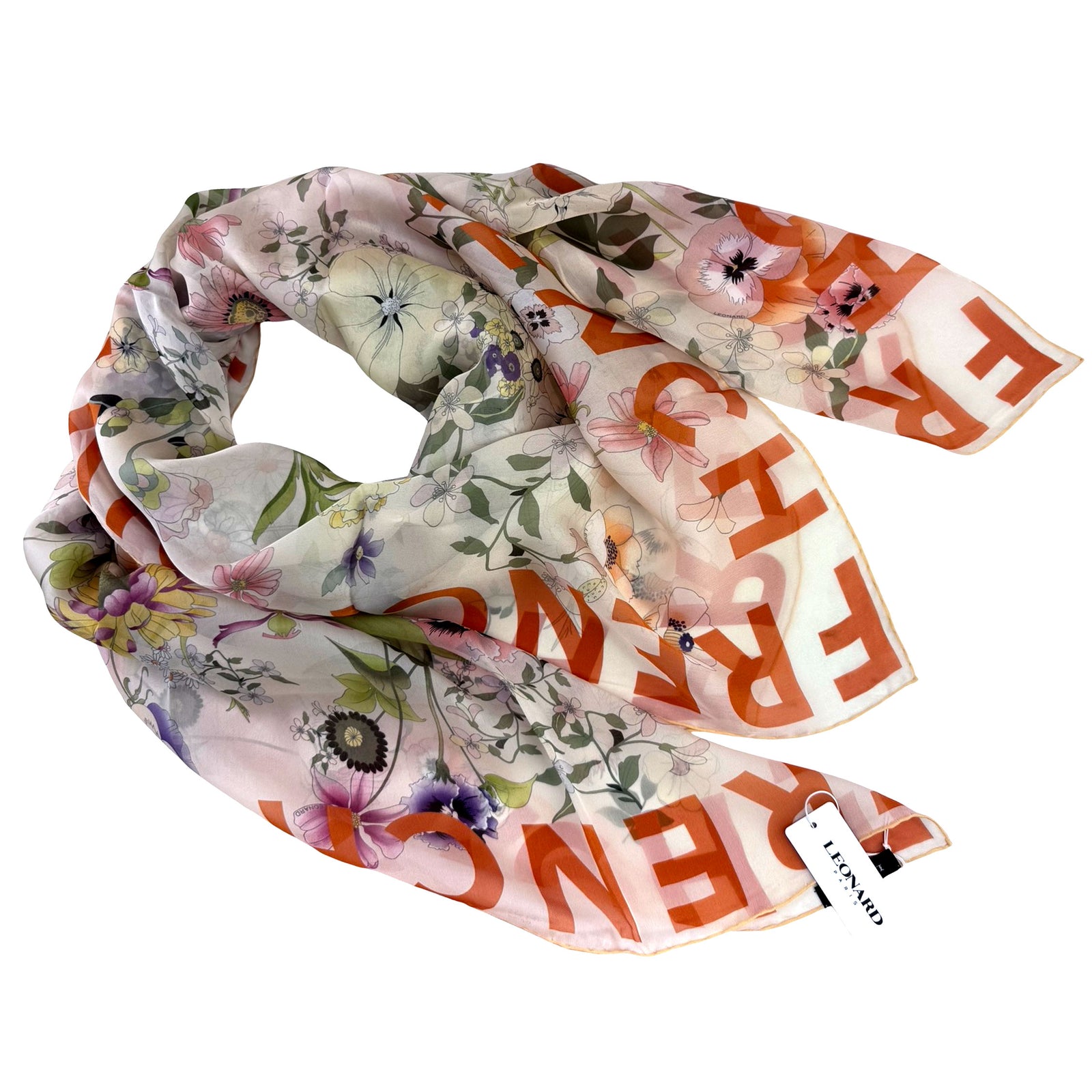 Leonard Paris Scarf White French Riviera Floral 