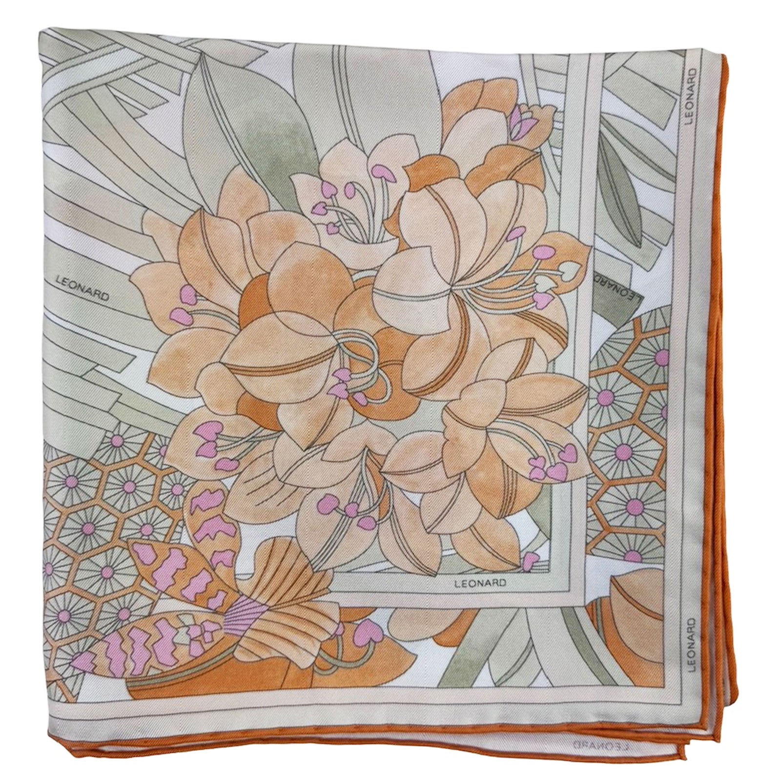 Leonard Paris Scarf Orange Pink Taupe-Gray