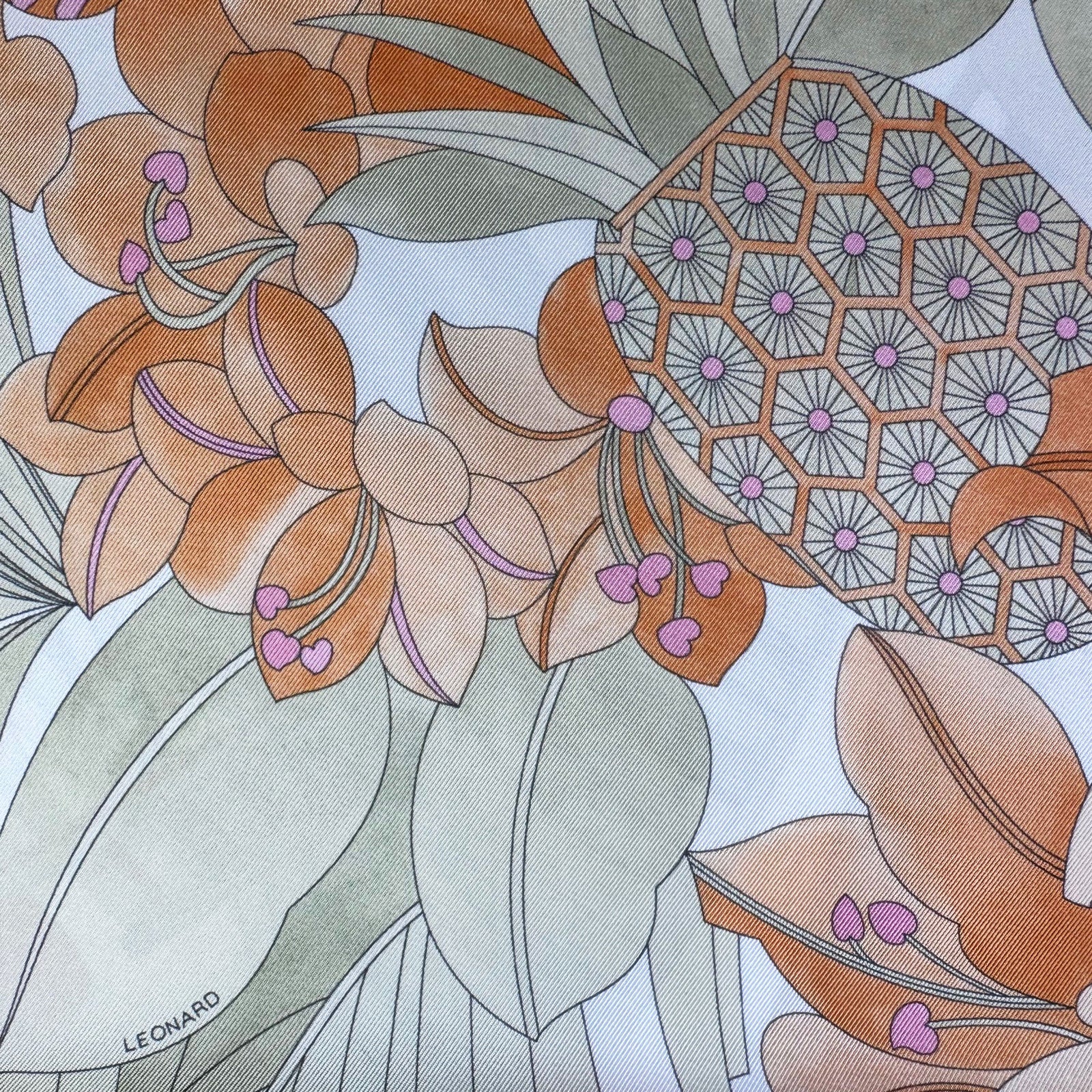 Leonard Paris Scarf Orange Pink Taupe-Gray