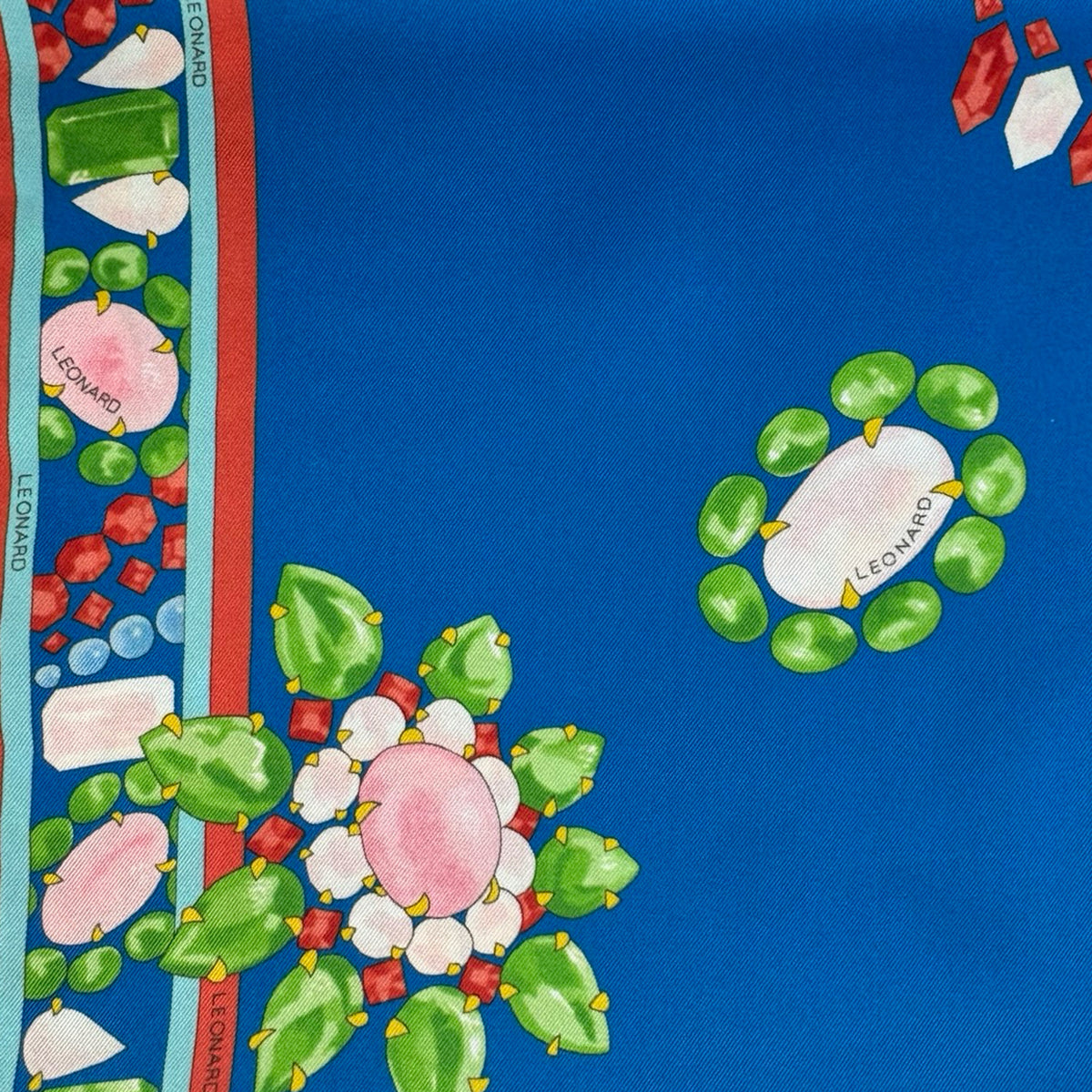 Leonard Paris Scarf Royal Blue Gems - Twill Silk Square Foulard