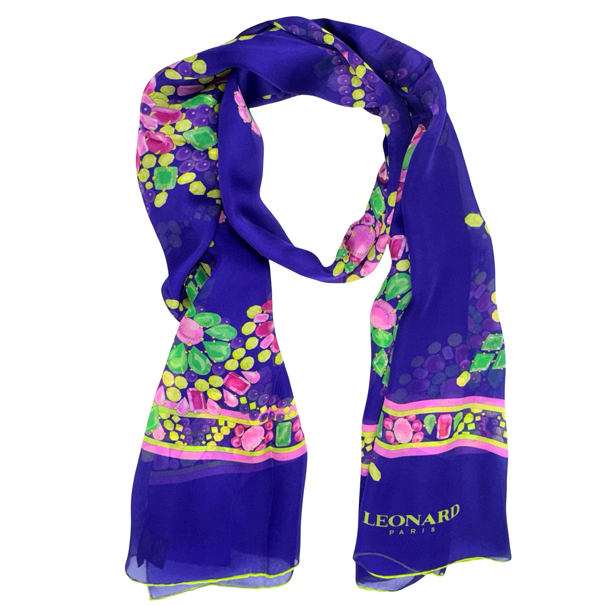 Leonard Paris Scarf Purple Gems - Chiffon Silk Shawl