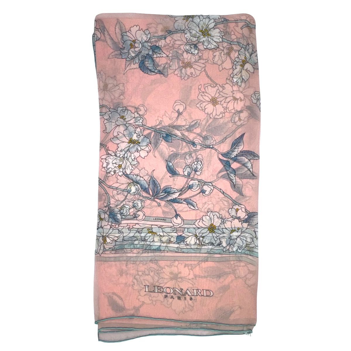 
Pink Floral Design - Chiffon Silk Shawl
