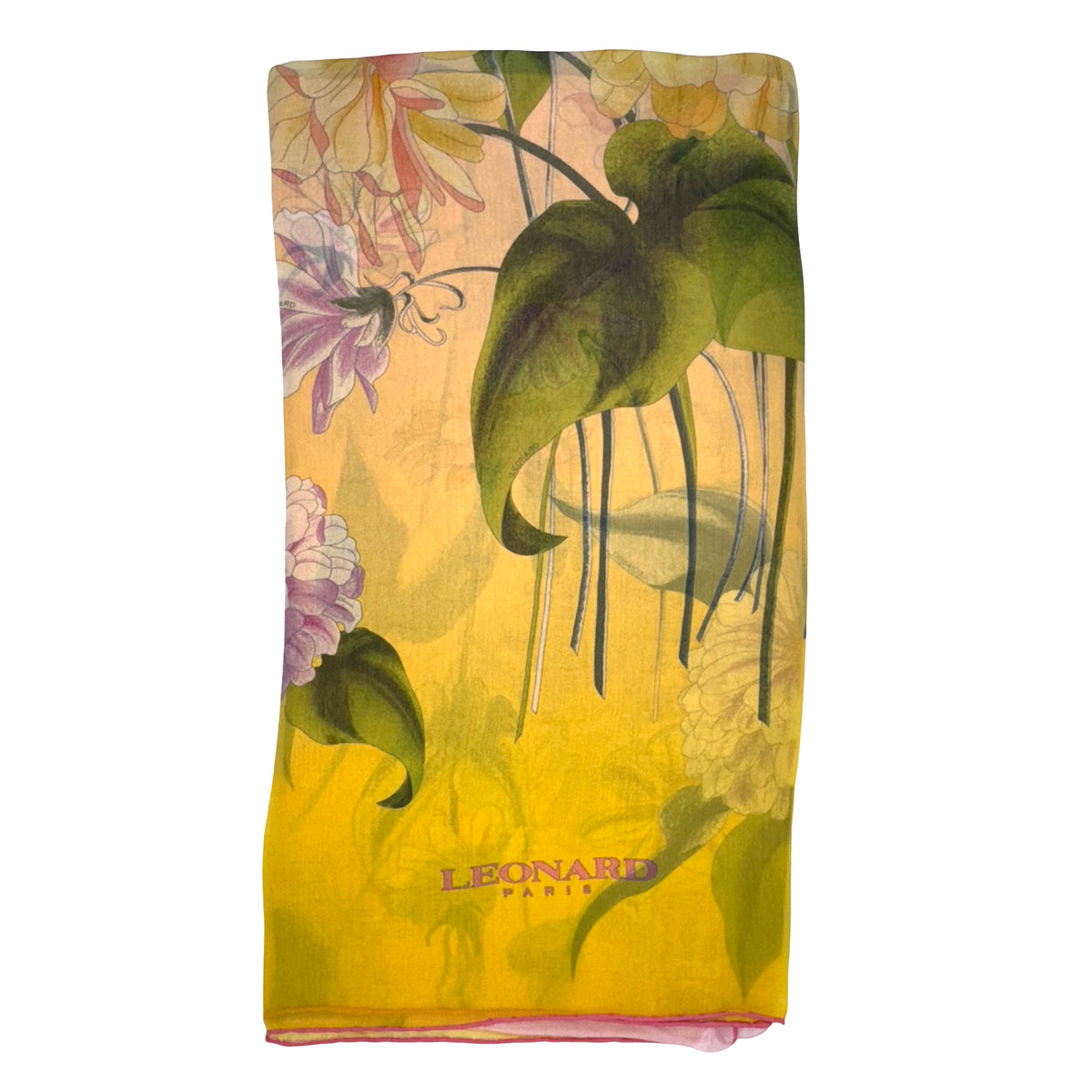 Leonard Paris Scarf Floral Design - Chiffon Silk Shawl