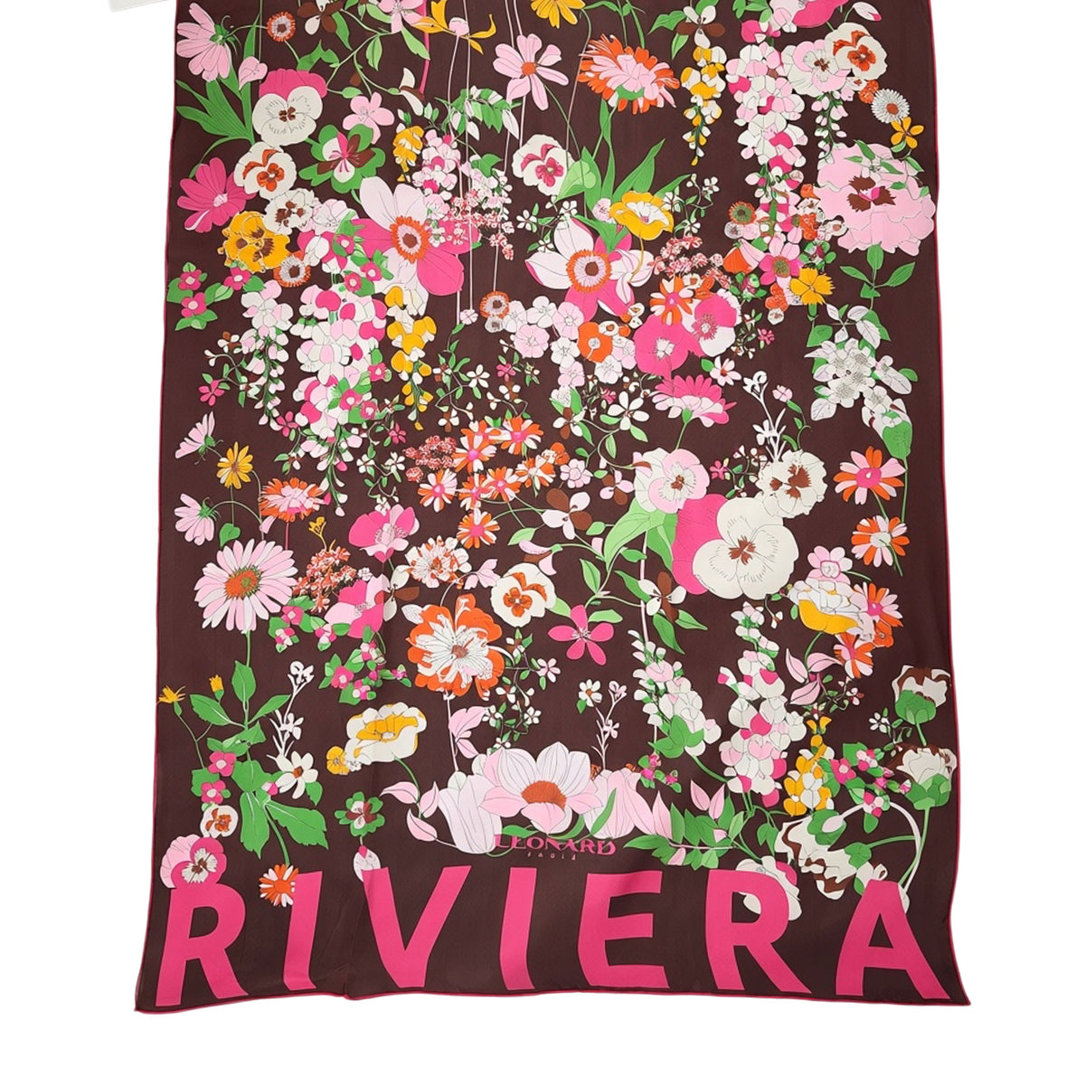 Leonard Paris Scarf Riviera Floral Design - Chiffon Silk Shawl SALE