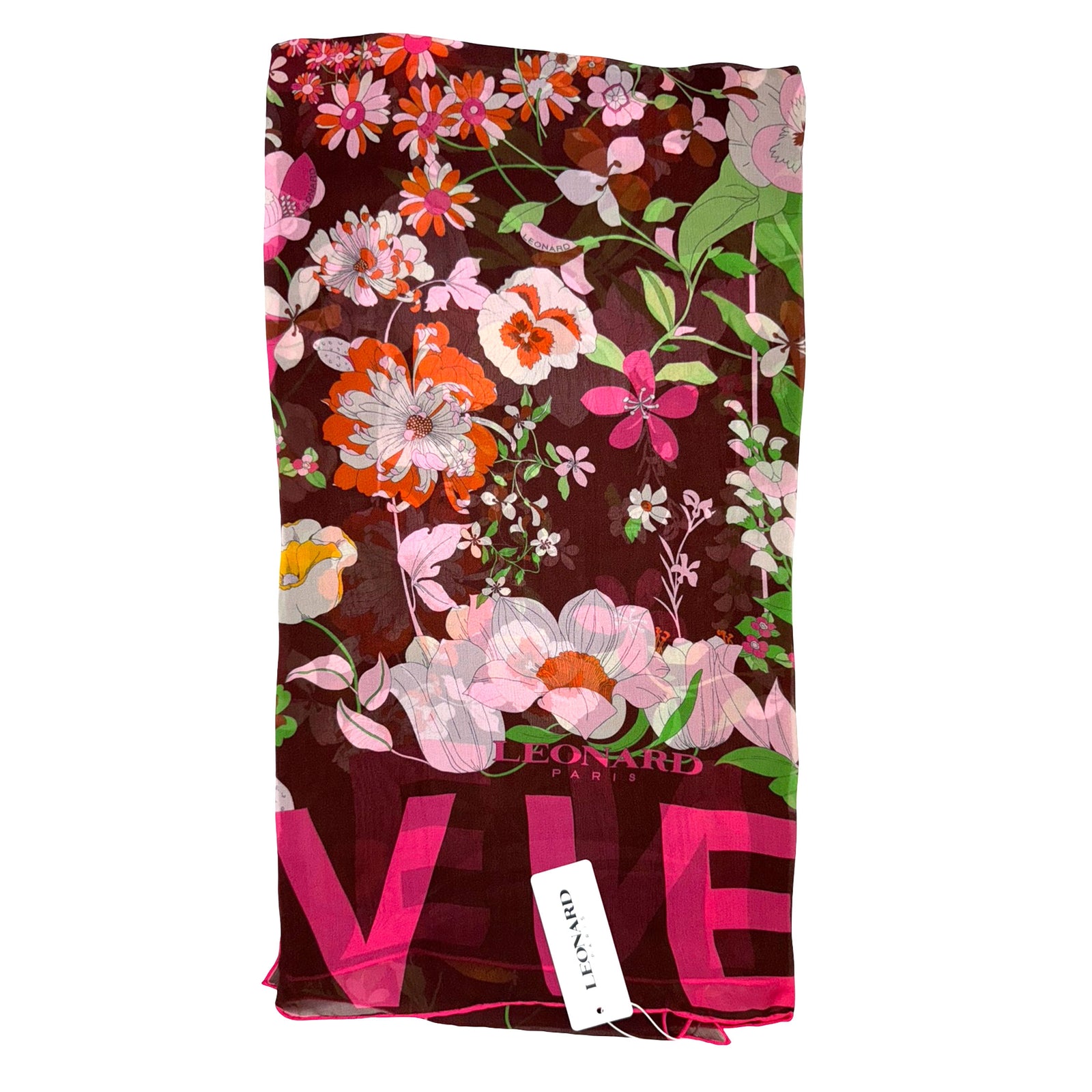 Leonard Paris Scarf Riviera Floral Design - Chiffon Silk Shawl
