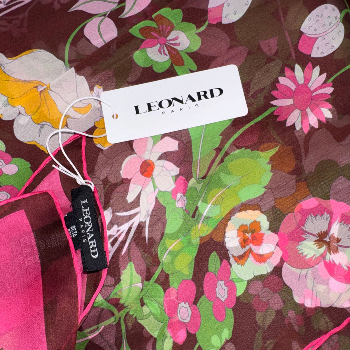 Leonard Paris Scarf Riviera Floral Design - Chiffon Silk Shawl SALE