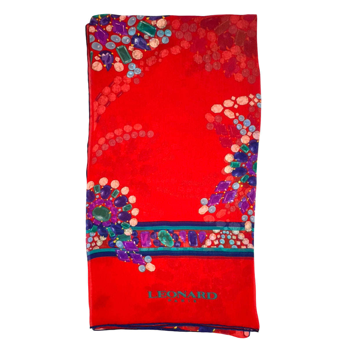 Leonard Paris Scarf Red Gems - Chiffon Silk Shawl