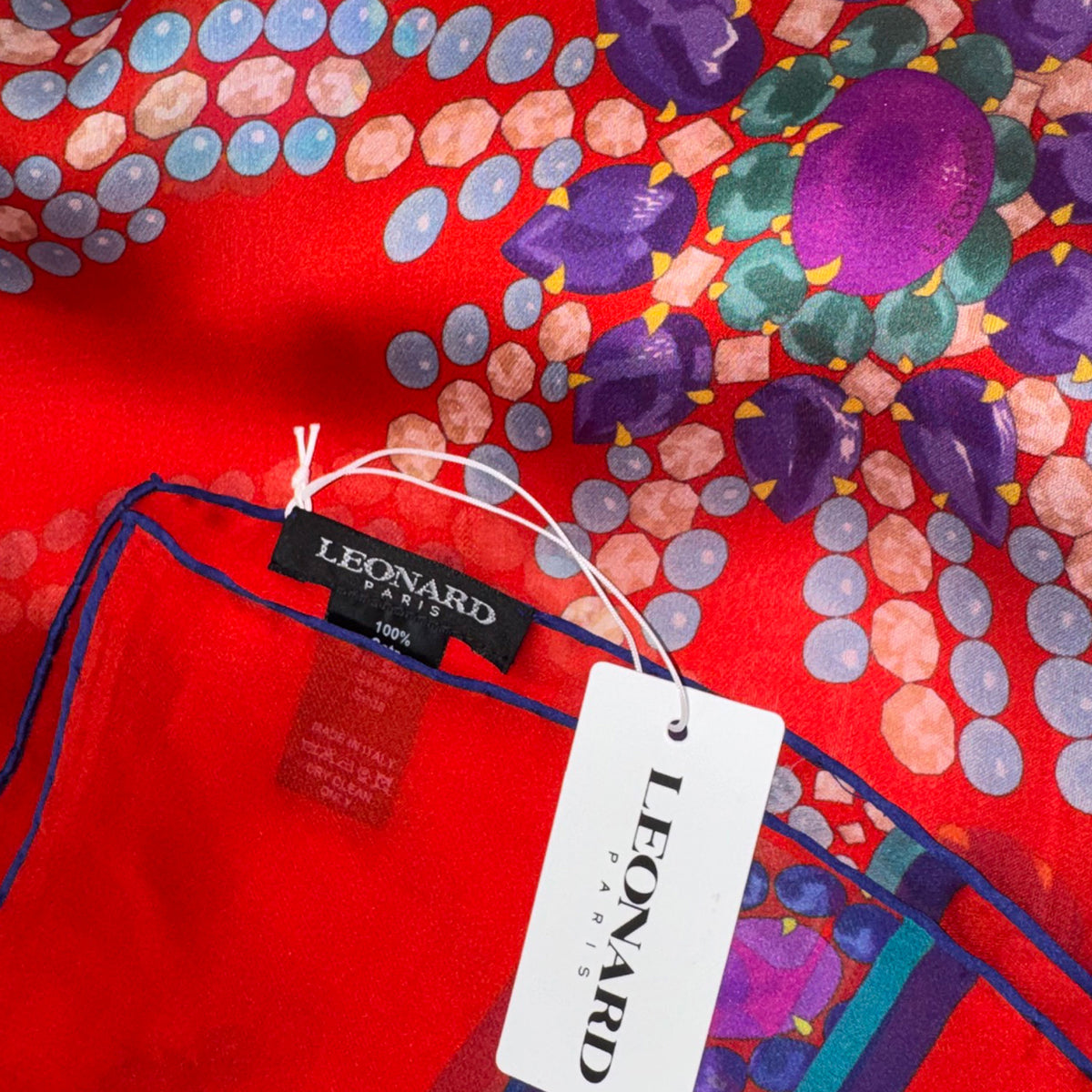 Leonard Paris Scarf Red Gems - Chiffon Silk Shawl