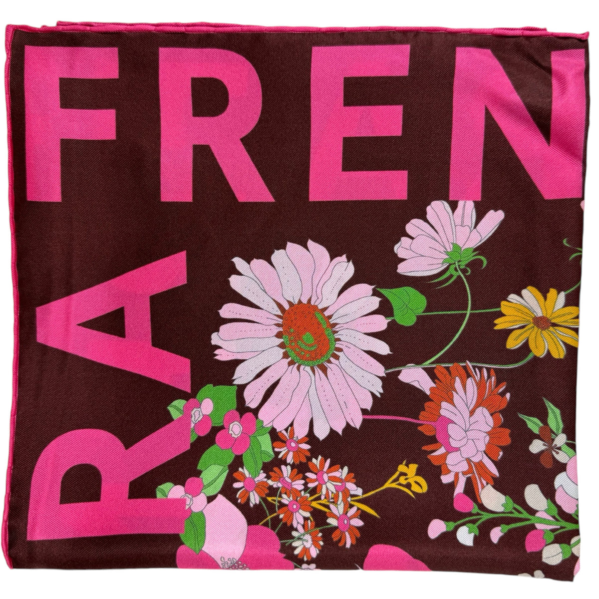 Leonard Paris Scarf Brown Pink Green Floral - Twill Silk Large Square Scarf