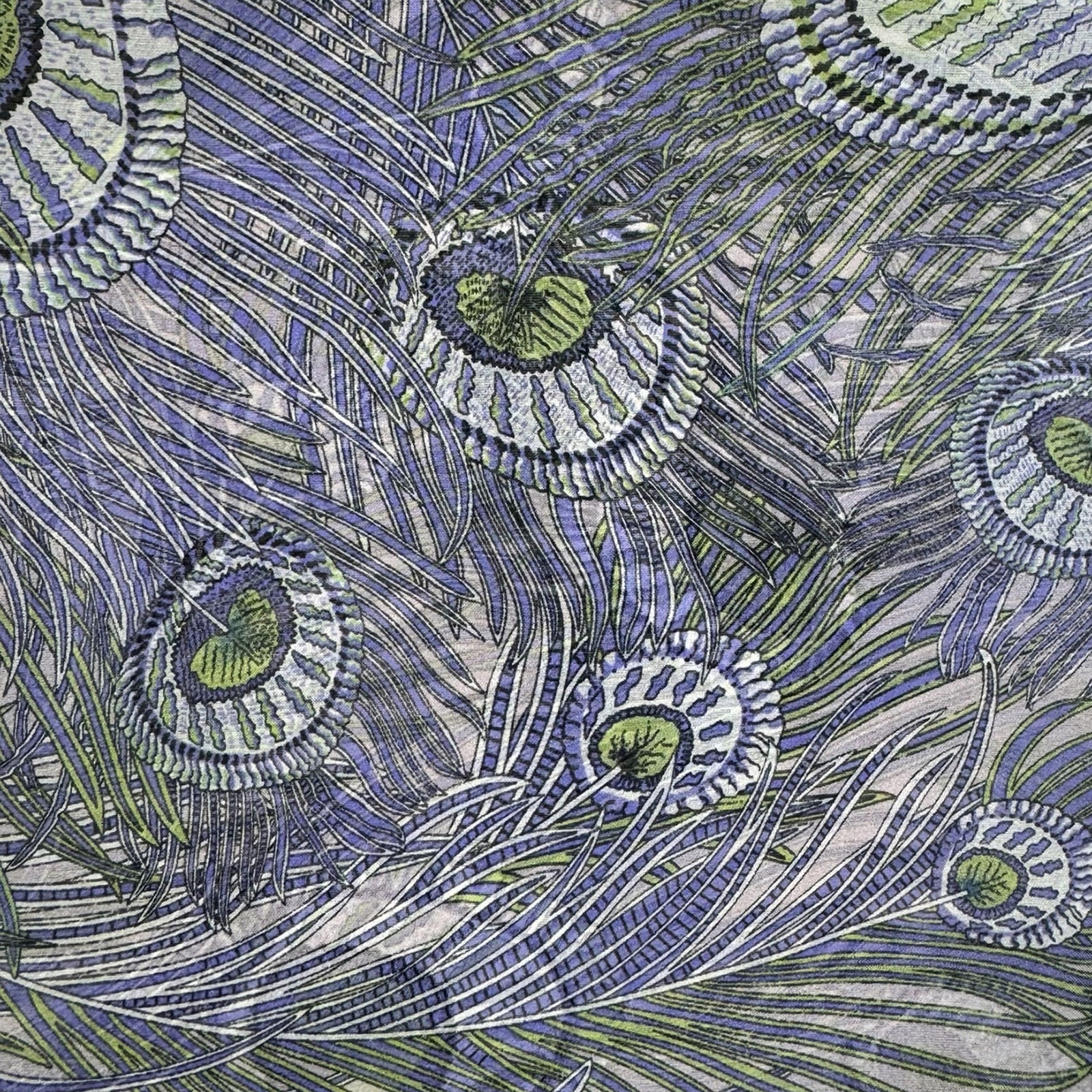 Liberty London Scarf Peacock Design - Extra Large Square Chiffon Silk Shawl SALE