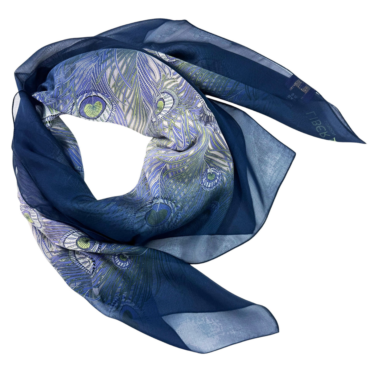 Liberty London Scarf Peacock Design - Extra Large Square Chiffon Silk Shawl SALE