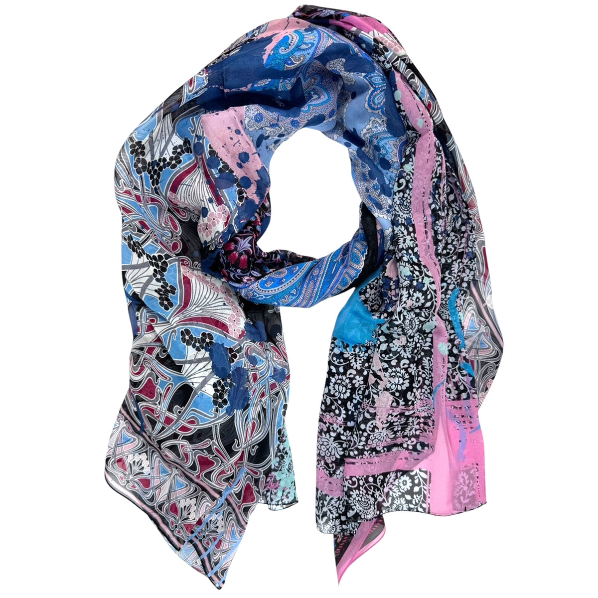 Liberty London Scarf Patch Design Design - Extra Large Chiffon Silk Shawl