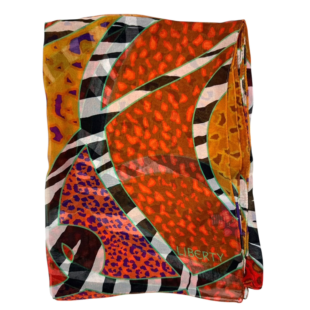Liberty London Scarf Orange Design - Chiffon Silk Shawl