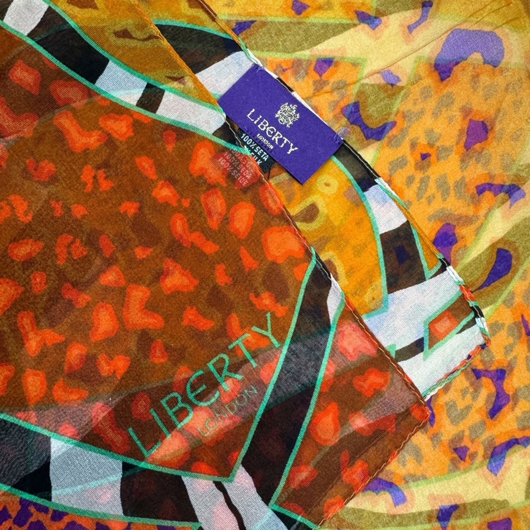 Liberty London Scarf Orange Design - Chiffon Silk Shawl