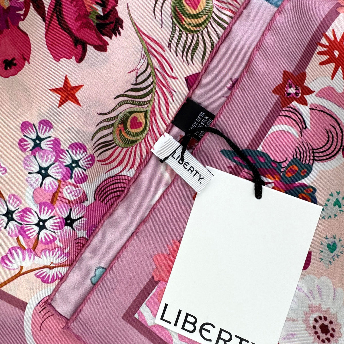 Liberty London Scarf Pink Signature Design - Twill Silk Square Foulard