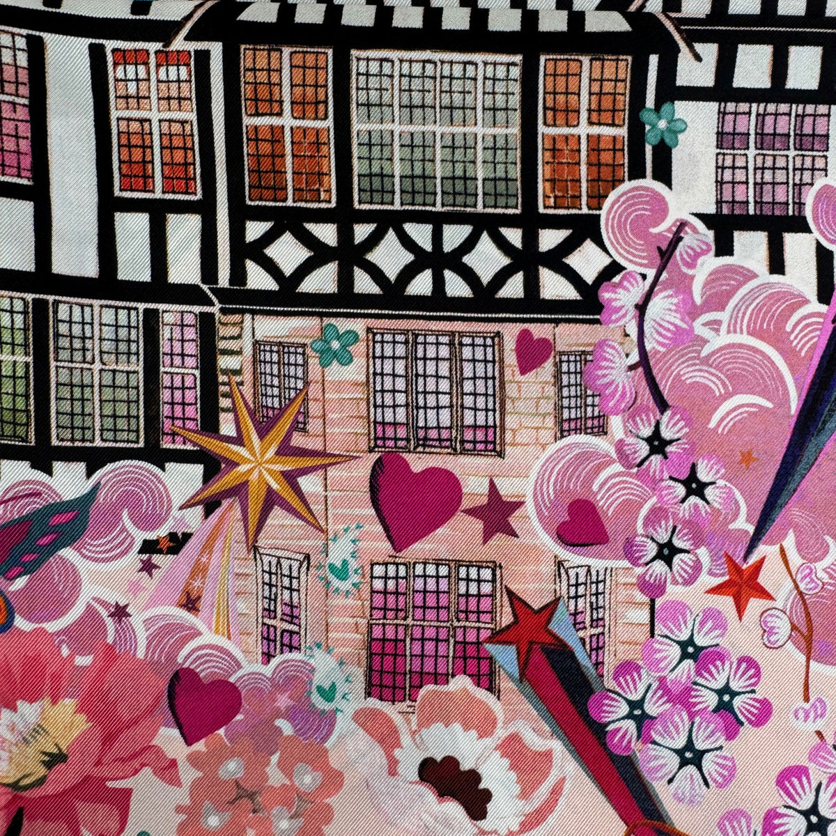 Liberty London Scarf Pink Signature Design - Twill Silk Square Foulard