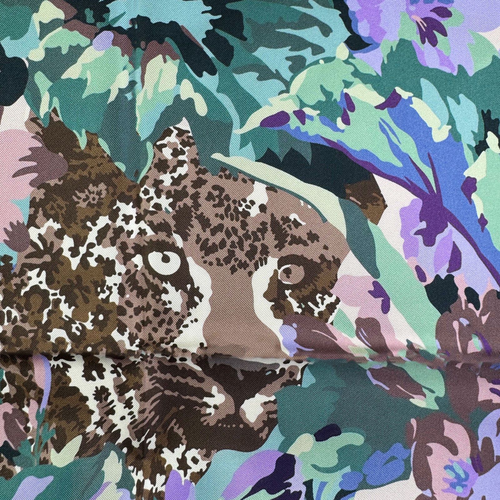 Liberty London Scarf Lilac Leopard - Twill Silk Square Foulard