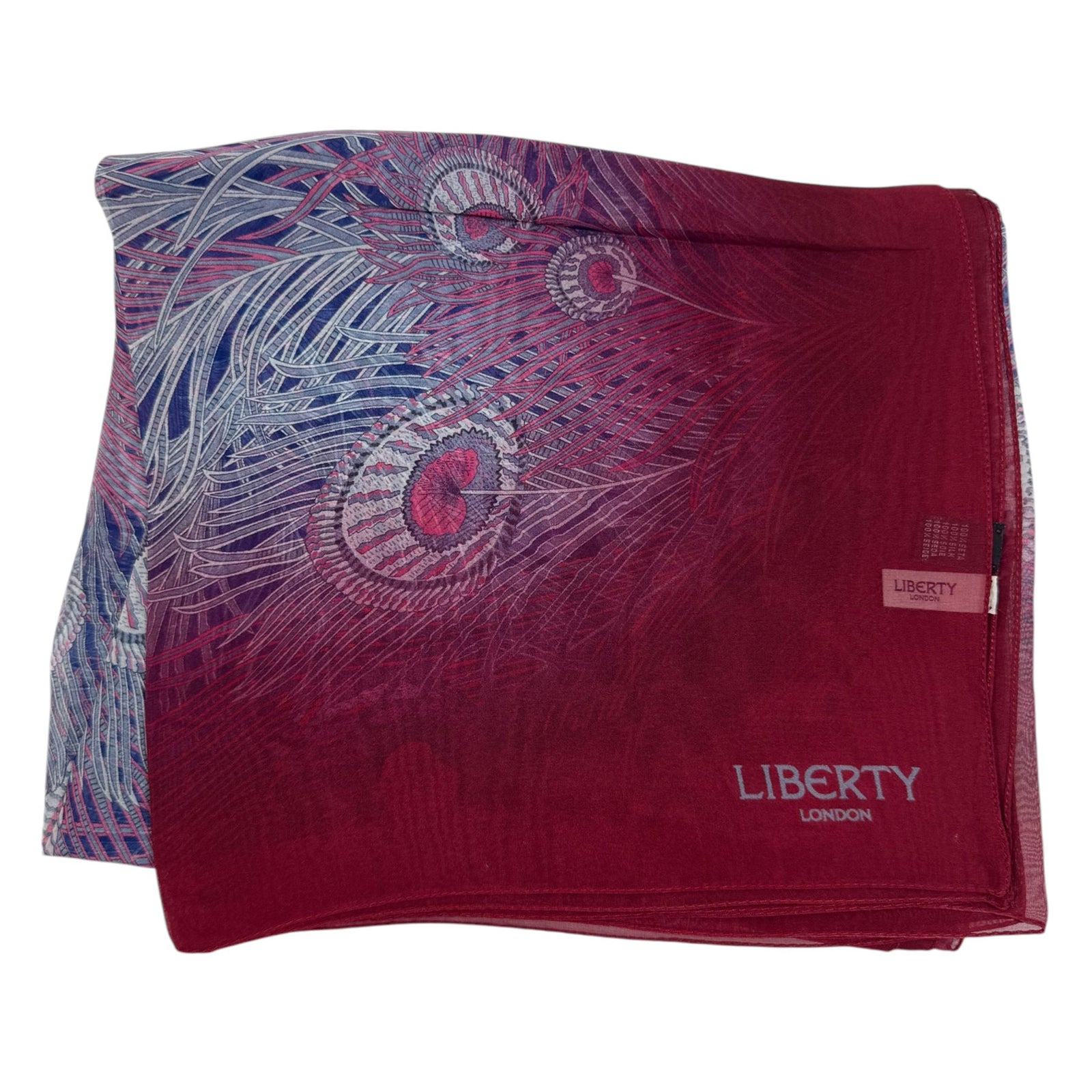 Liberty London Scarf Fuchsia Peacock Design 