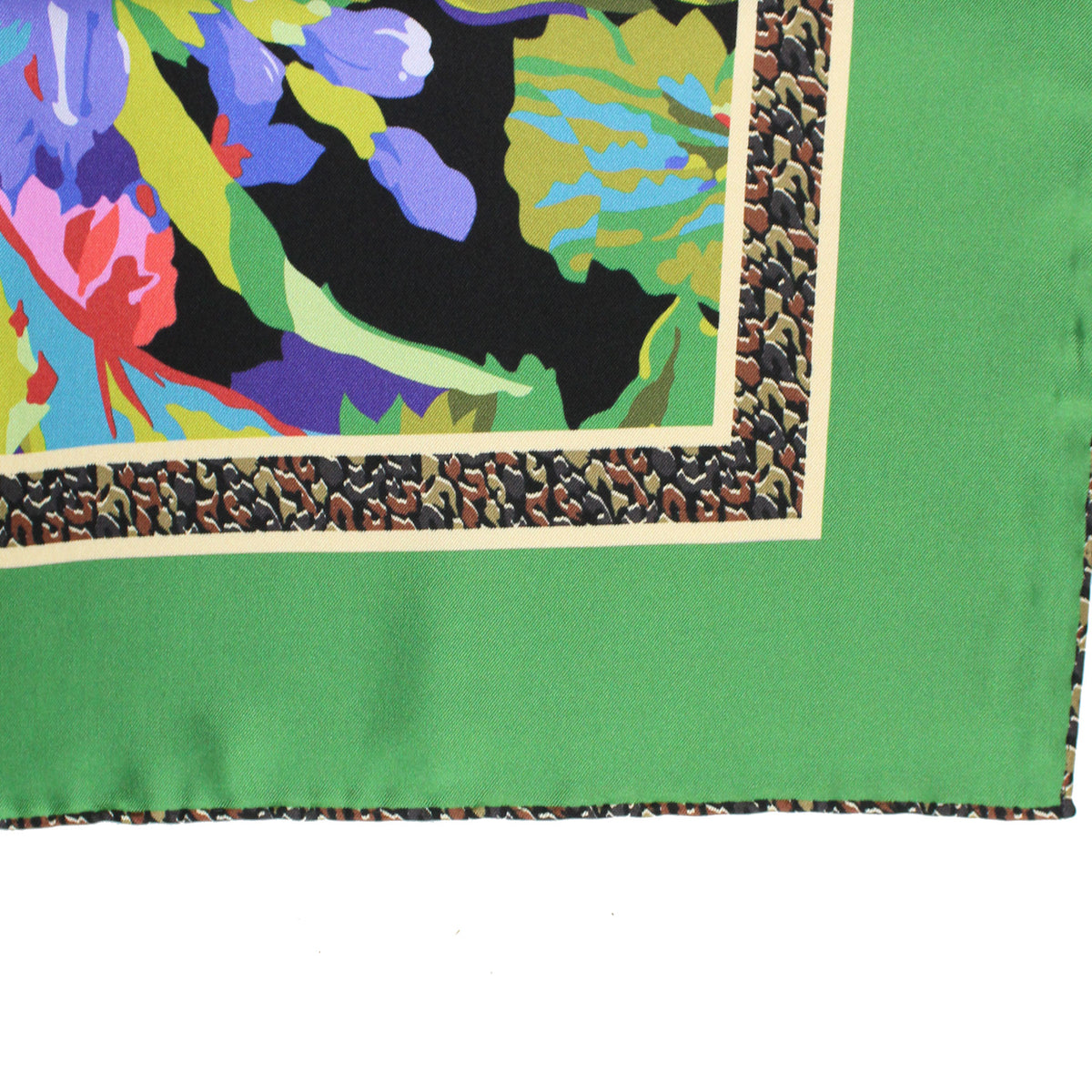 Liberty London Scarf Green Leopard - Twill Silk Square Foulard